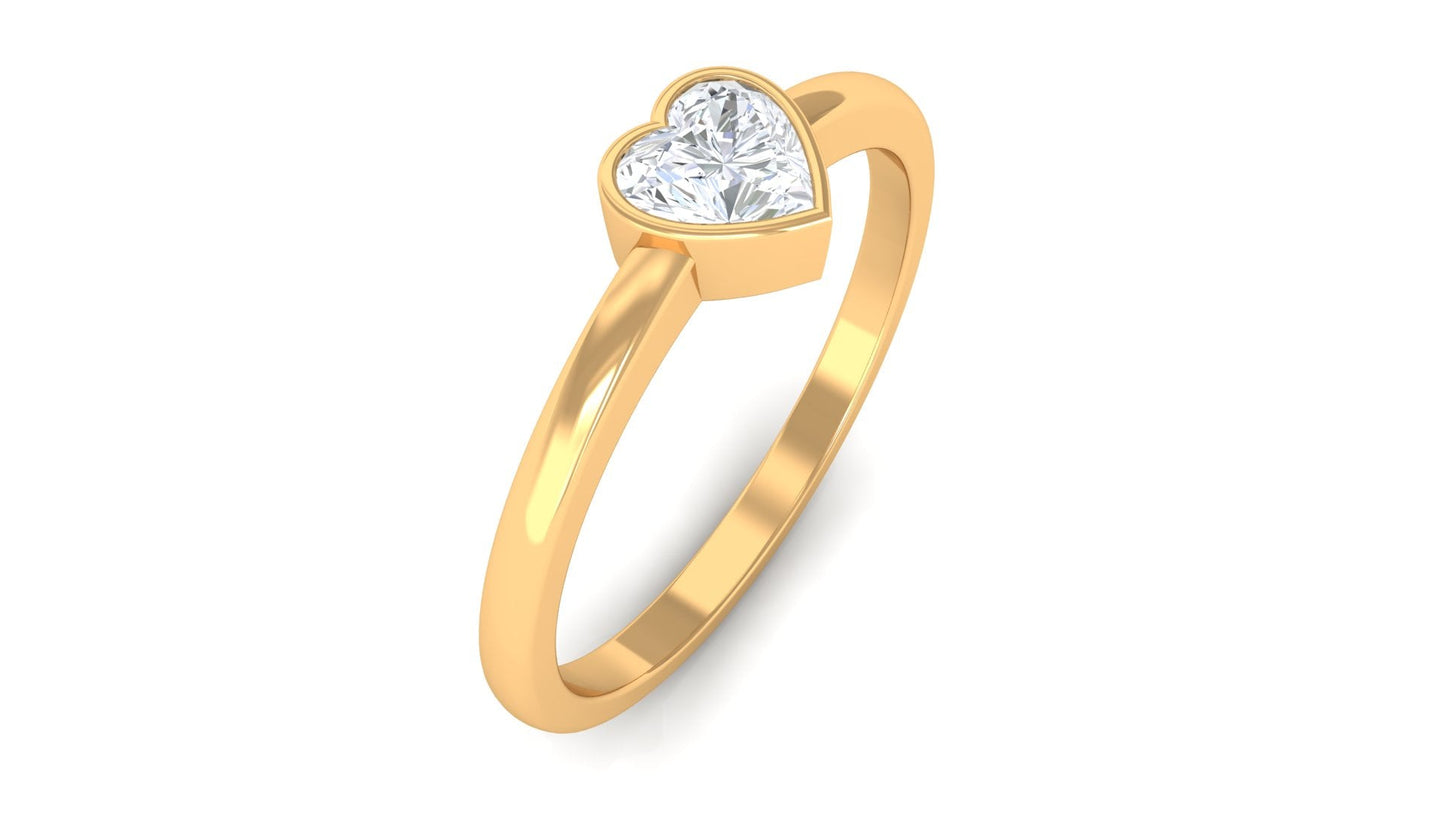 Natural Diamond Heart Promise Ring in Bezel Setting