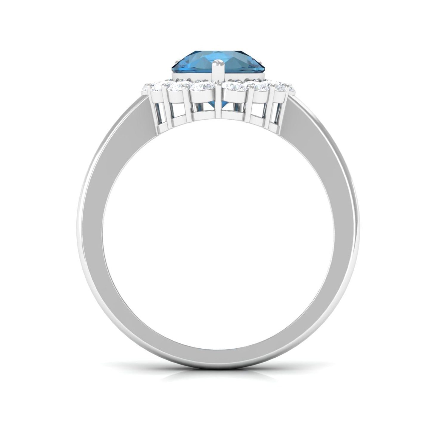 1.7 Carat Pear Shape London Blue Topaz Halo Engagement Ring with Diamond