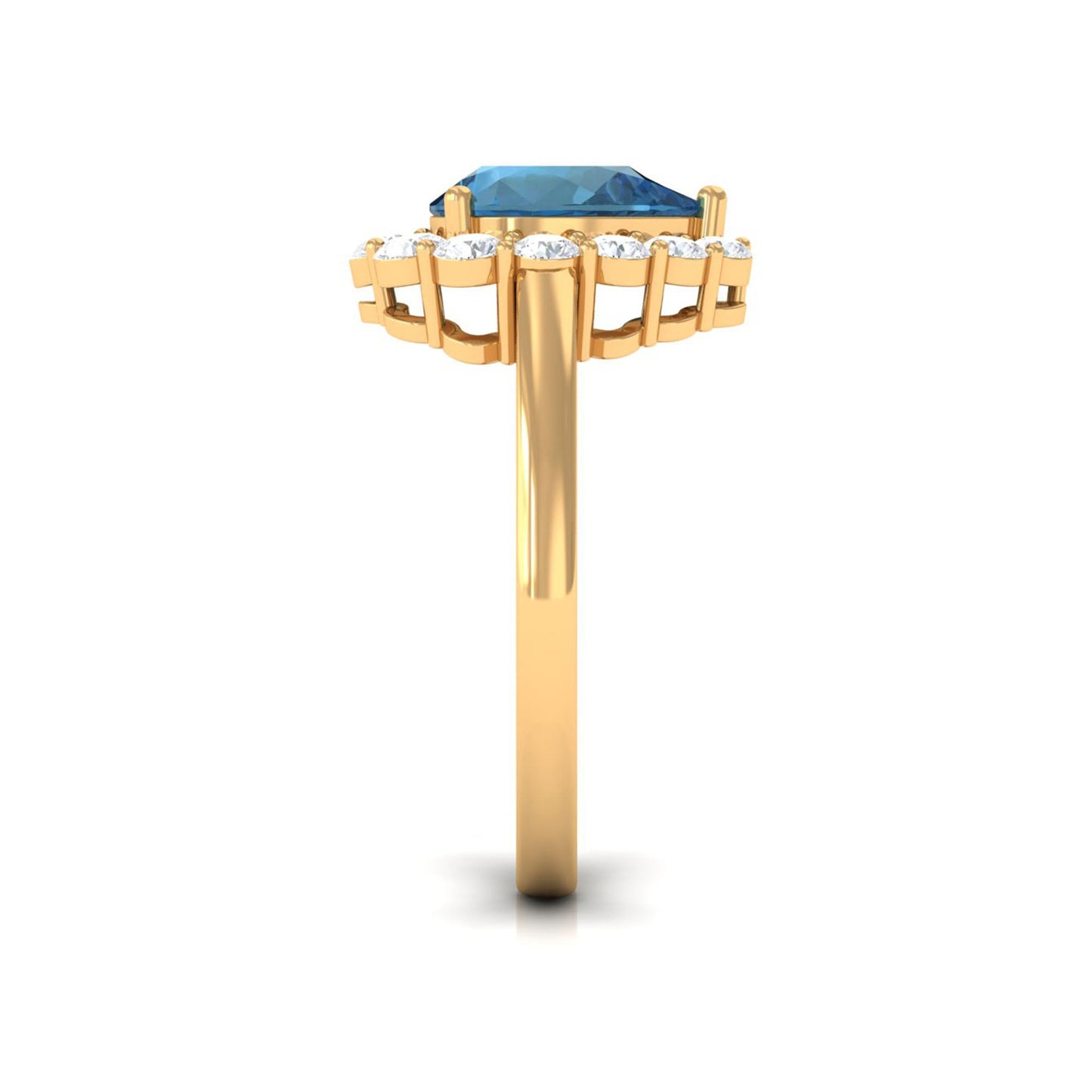 1.7 Carat Pear Shape London Blue Topaz Halo Engagement Ring with Diamond