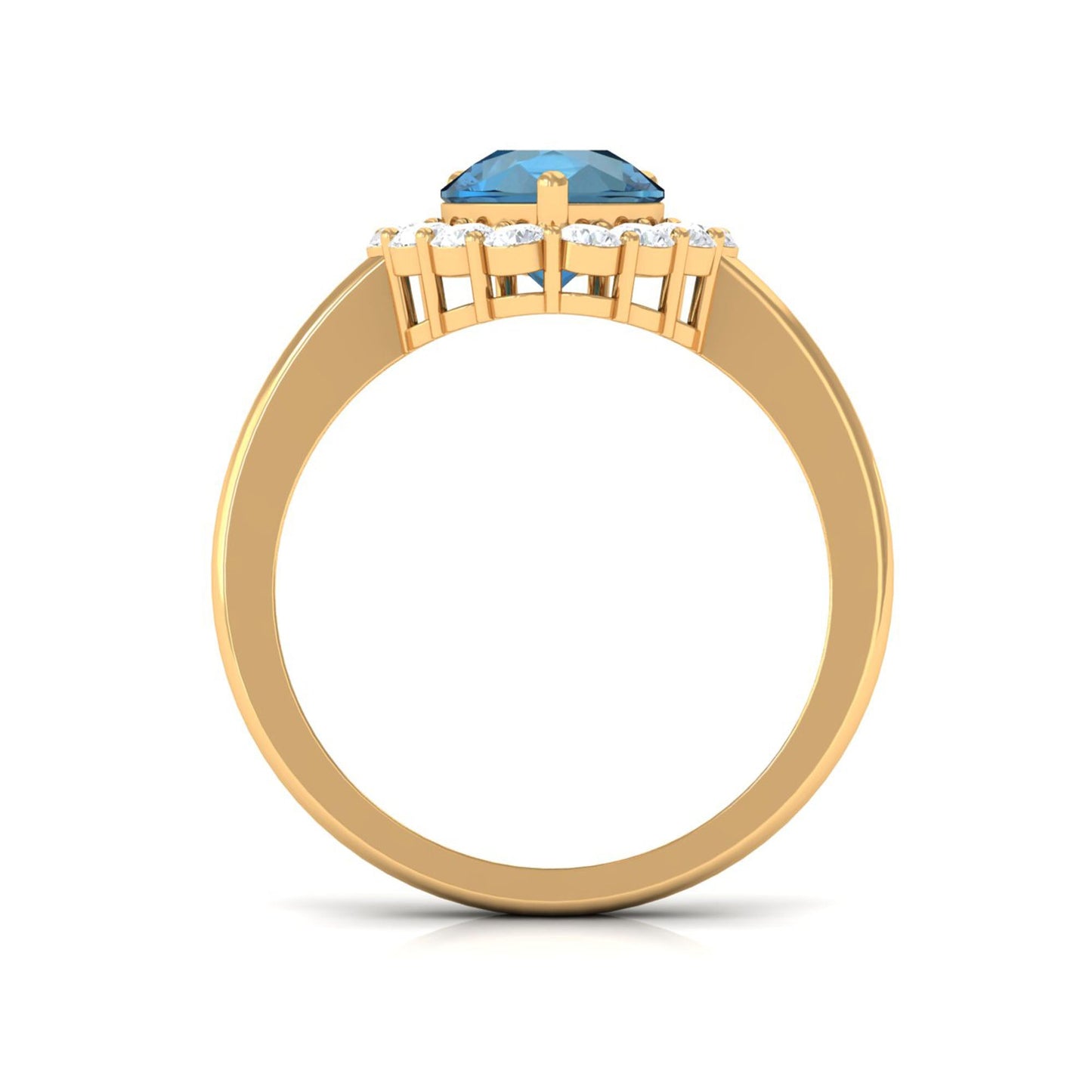 1.7 Carat Pear Shape London Blue Topaz Halo Engagement Ring with Diamond