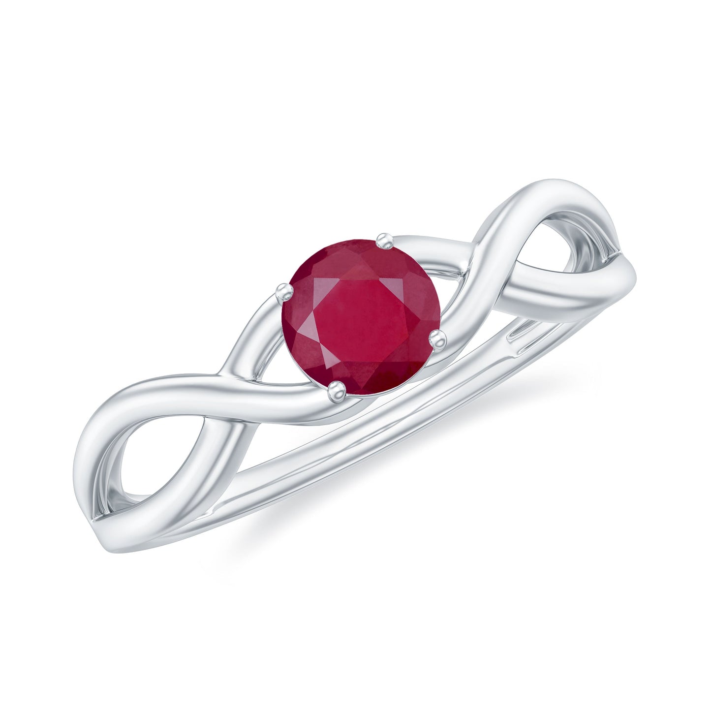 Natural 0.6 Carat Ruby Promise Ring with Crossover Shank