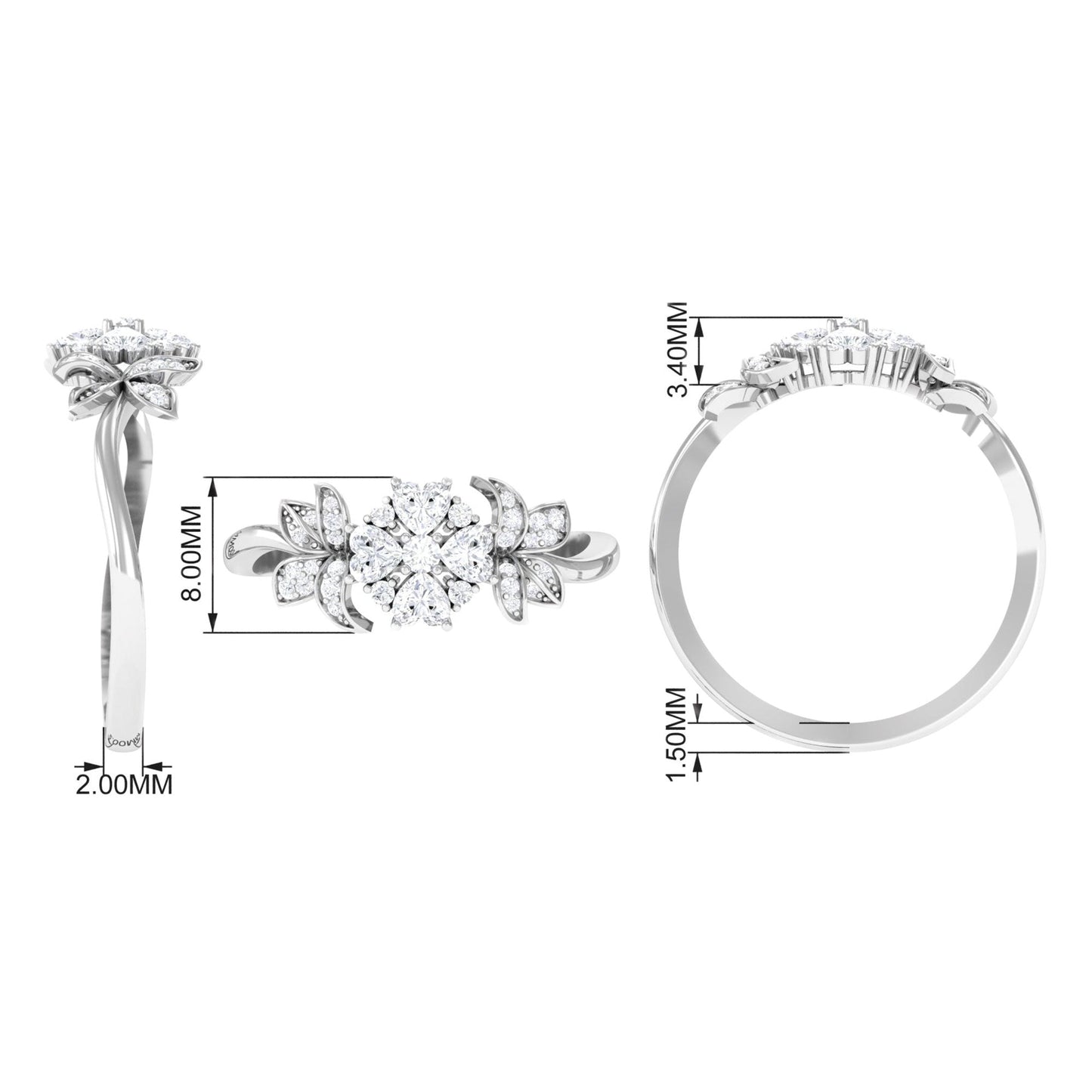 Nature Inspired Diamond Engagement Ring for Women