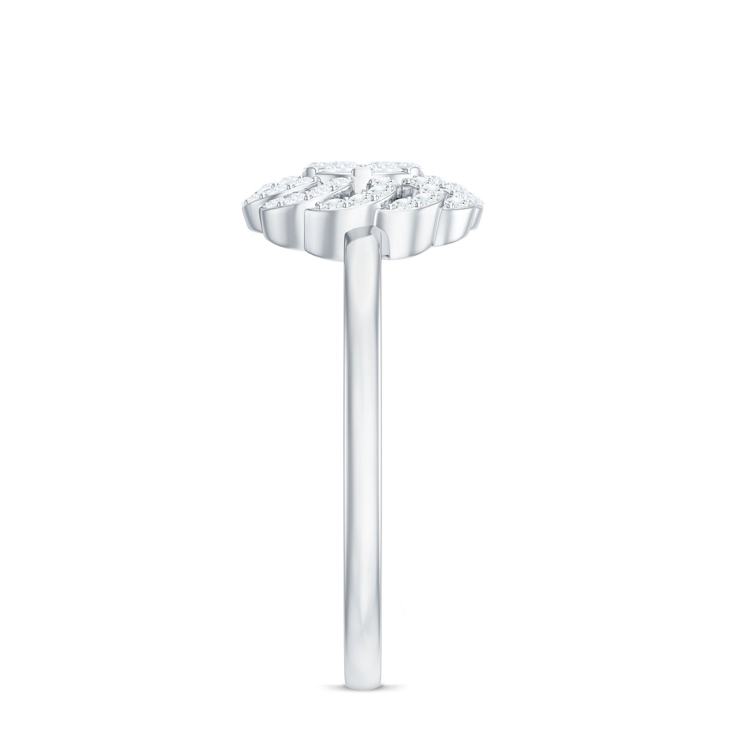 Certified Natural Diamond Flower Engagement Ring in Illusion Set