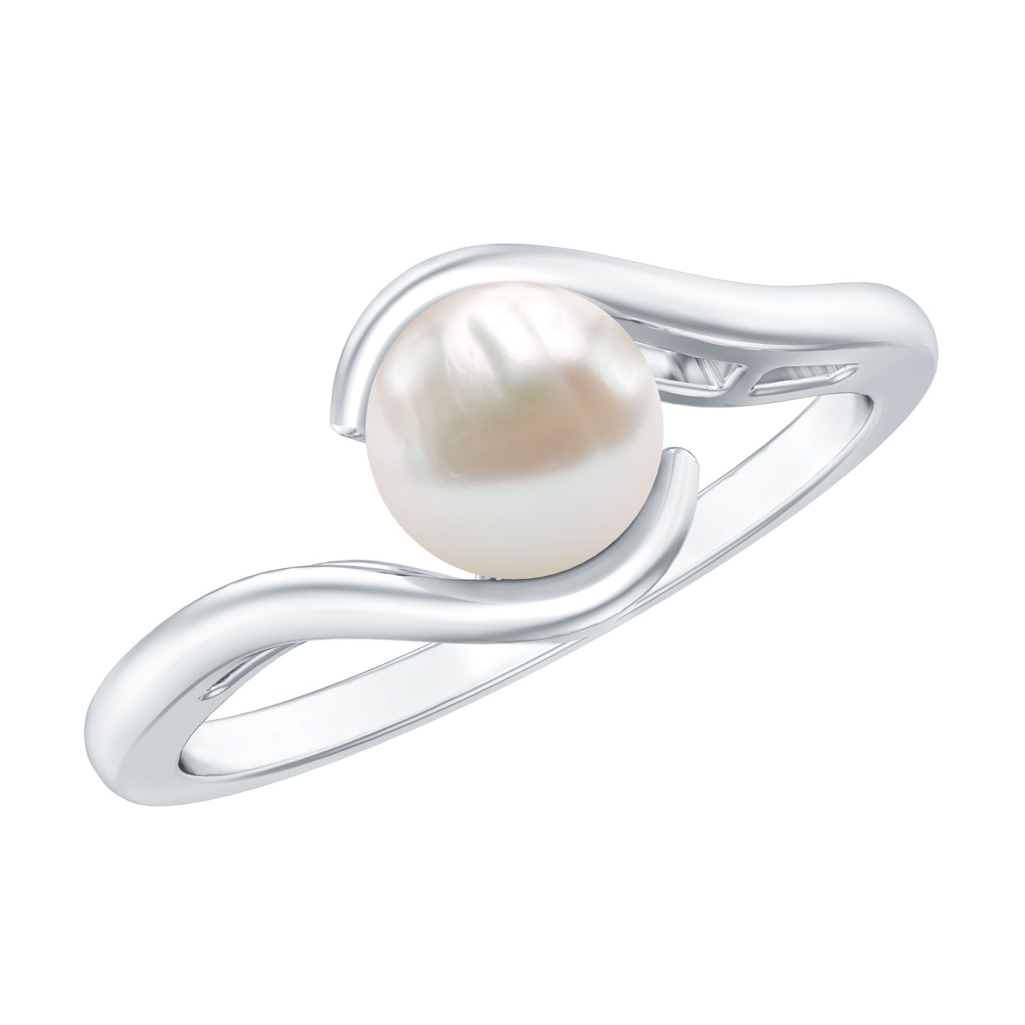 Cultured 2.2 Carat Freshwater Pearl Engagement Ring with Bypass Shank