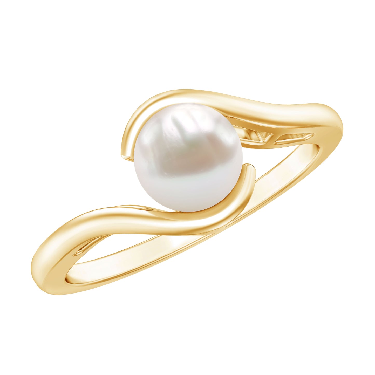 Cultured 2.2 Carat Freshwater Pearl Engagement Ring with Bypass Shank