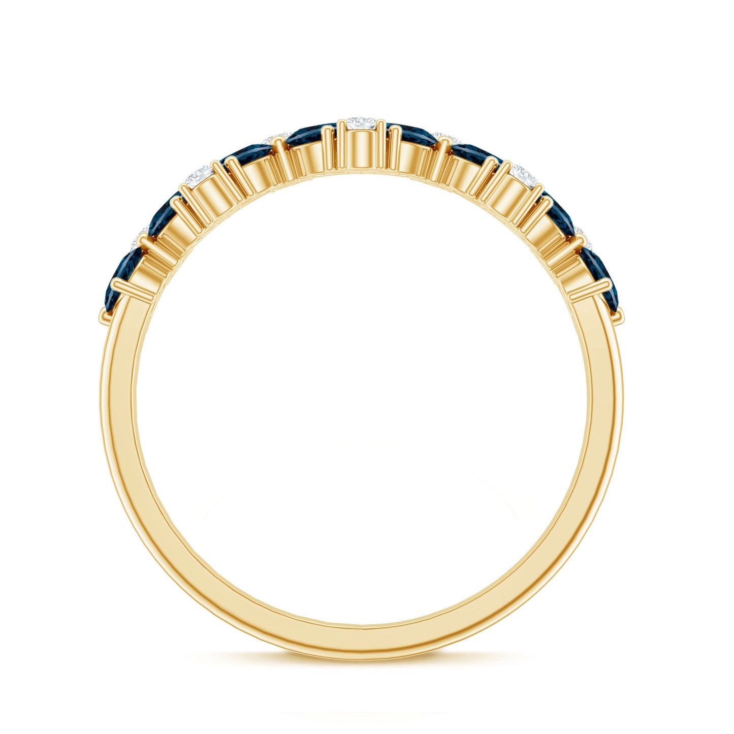 Pear Shape London Blue Topaz Half Eternity Band with Lab Made Diamond