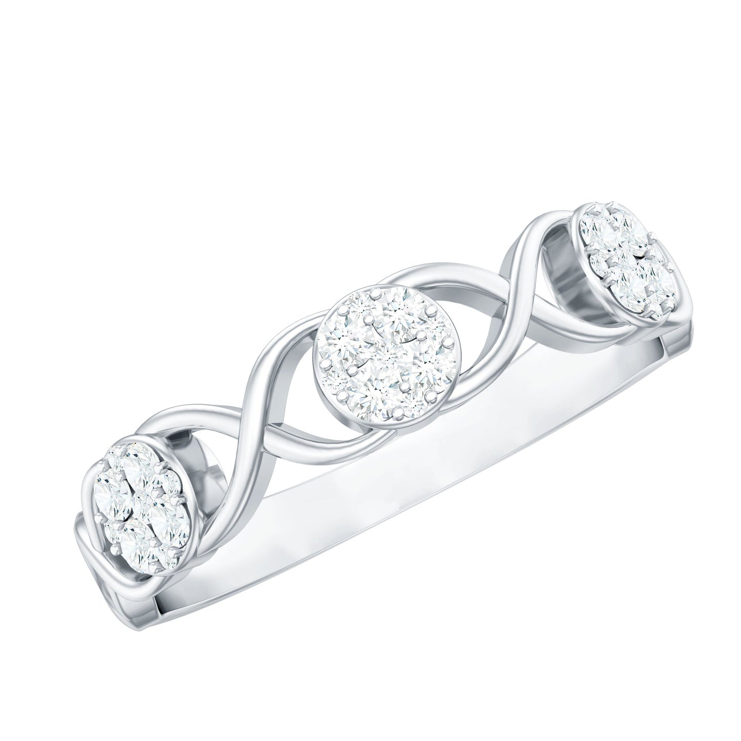 Natural Diamond Infinity Band Ring with Certificate