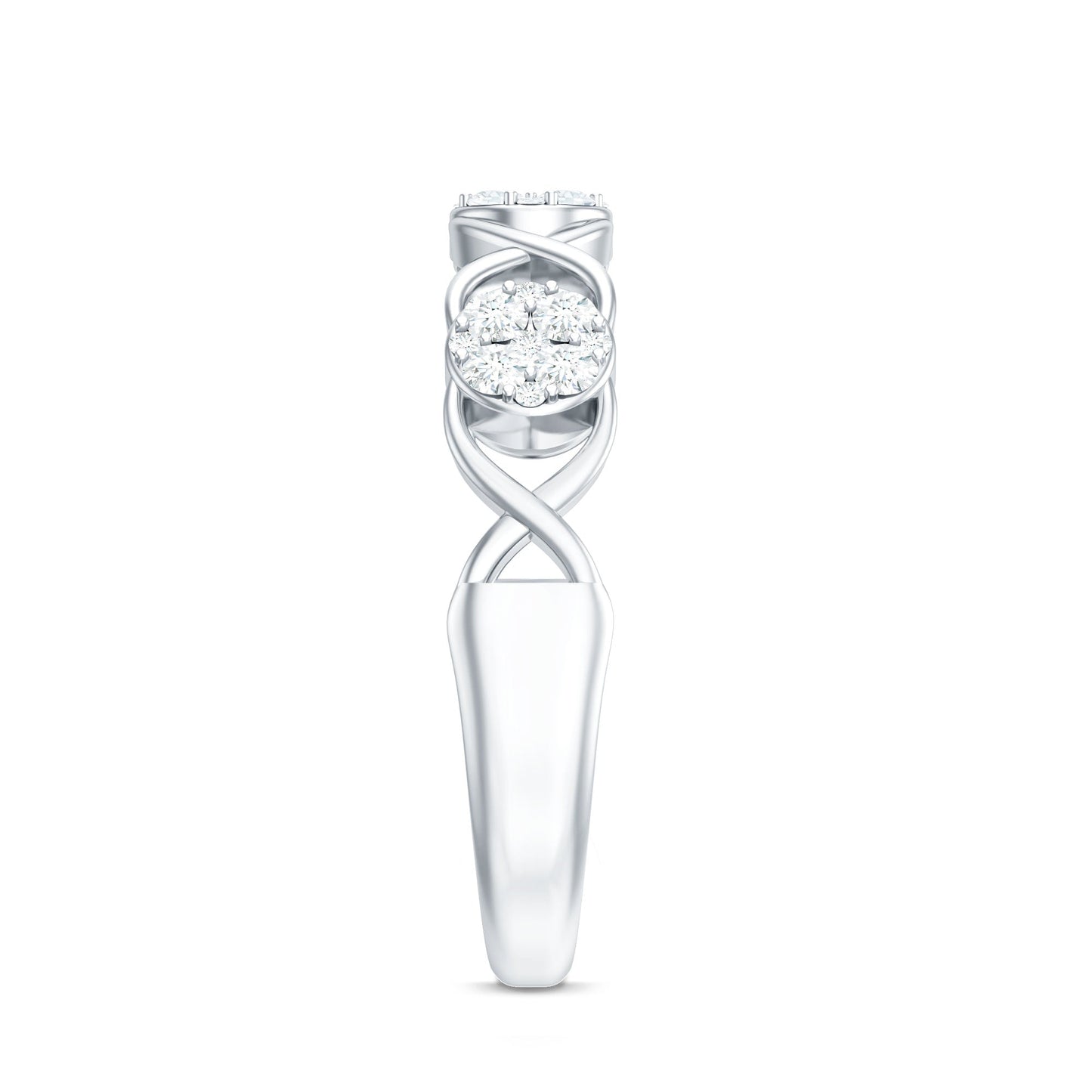Natural Diamond Infinity Band Ring with Certificate