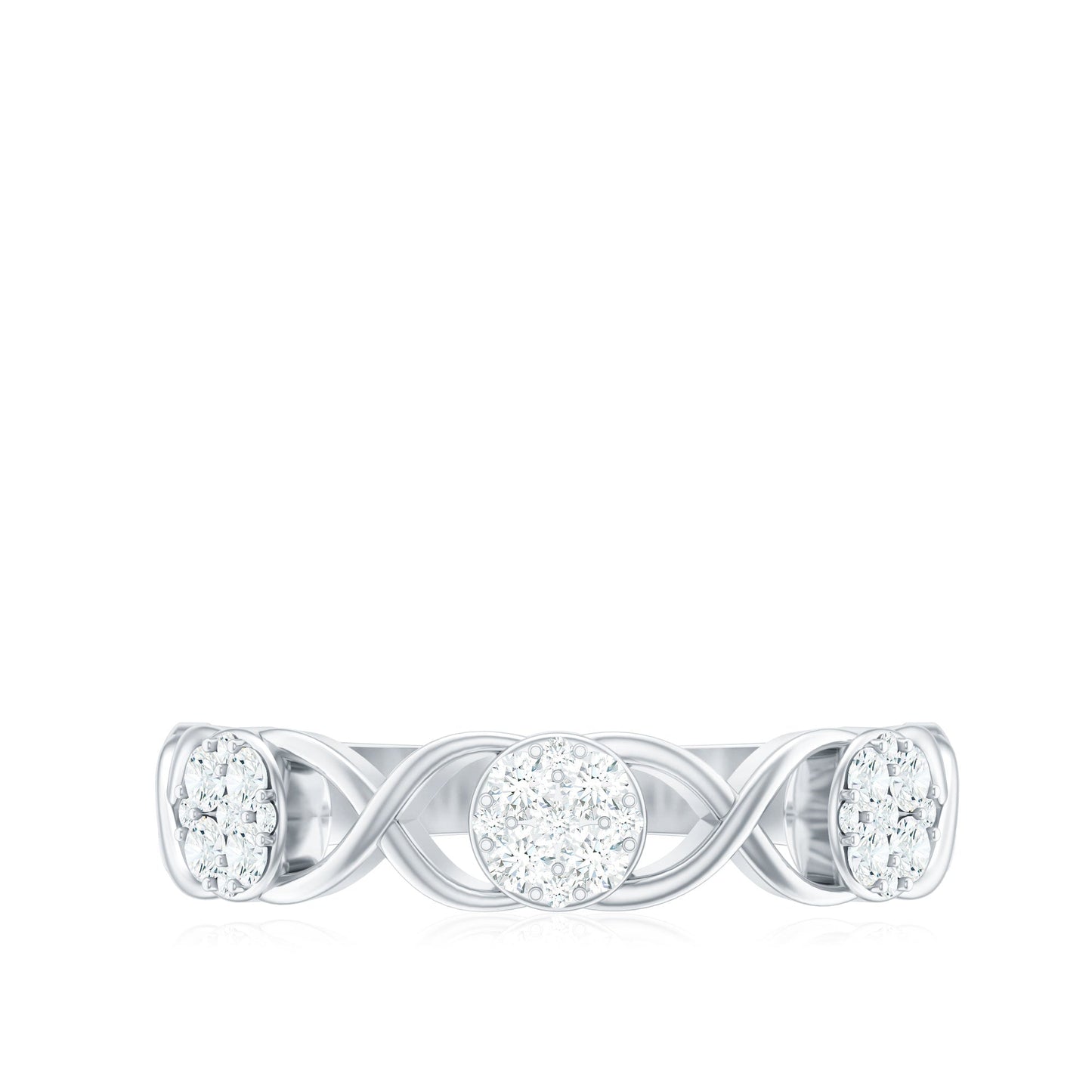Natural Diamond Infinity Band Ring with Certificate