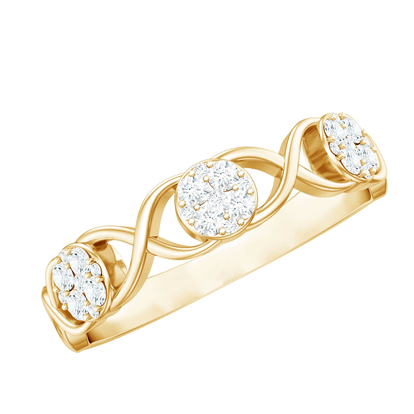 Natural Diamond Infinity Band Ring with Certificate
