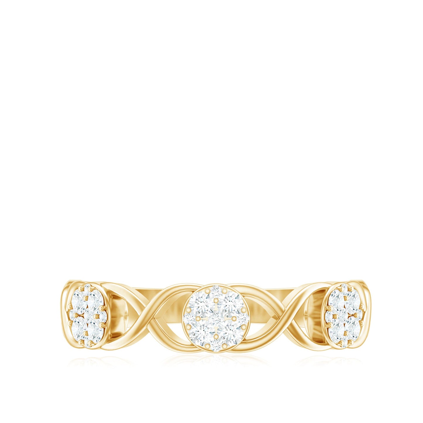 Natural Diamond Infinity Band Ring with Certificate