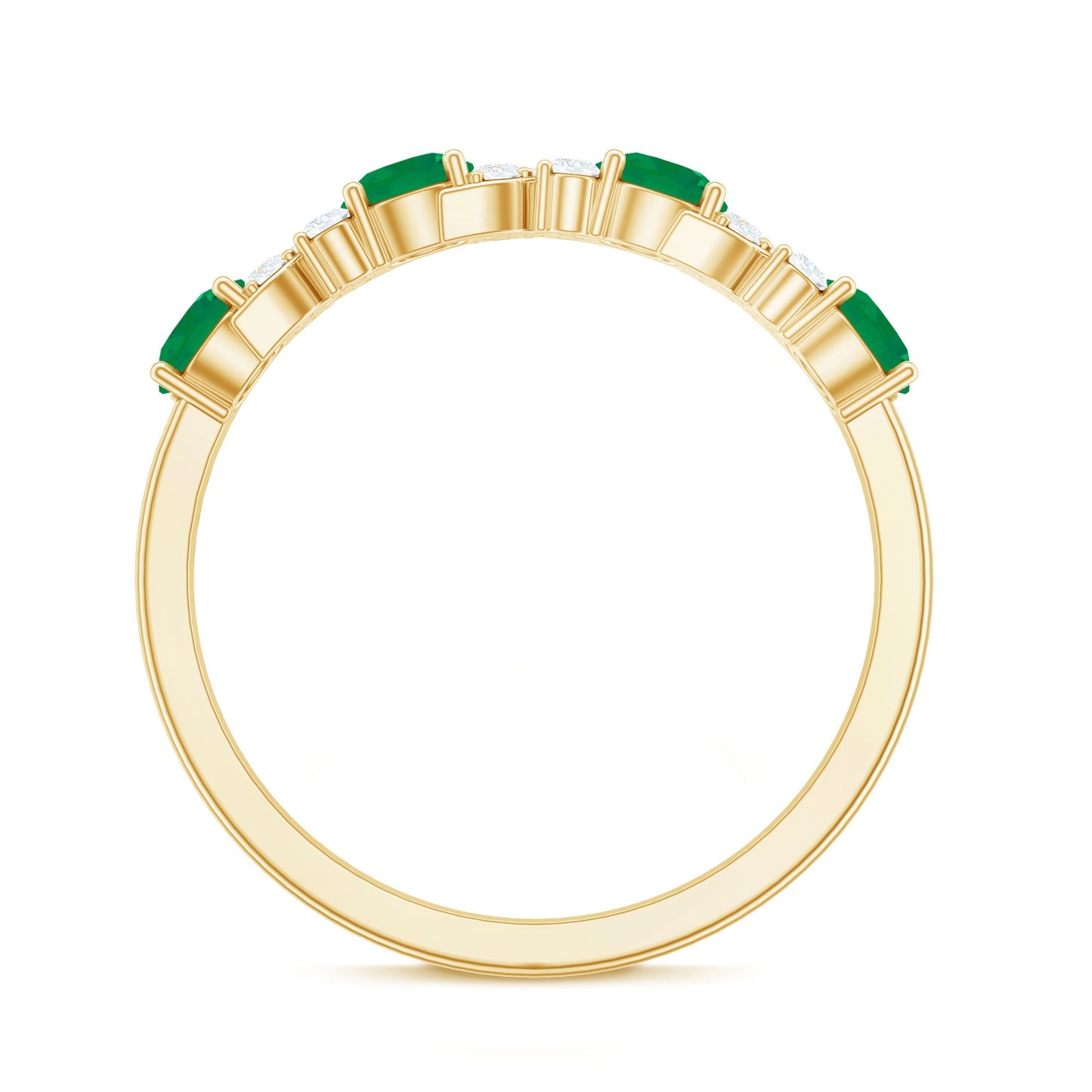 Natural Emerald Diamond Half Eternity Anniversary Band with Certificate