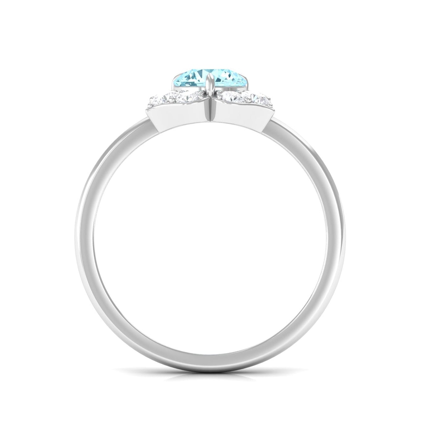 Real Round Aquamarine and Diamond Flower Engagement Ring with Certificate