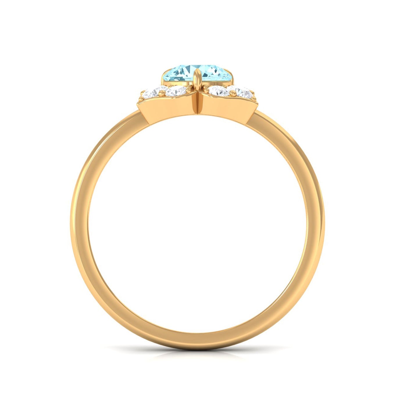 Real Round Aquamarine and Diamond Flower Engagement Ring with Certificate