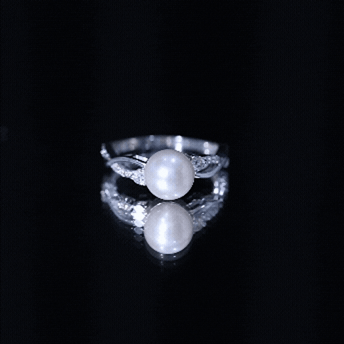 Genuine 7.4 Carat Freshwater Pearl Engagement Ring with Diamond Crossover Shank