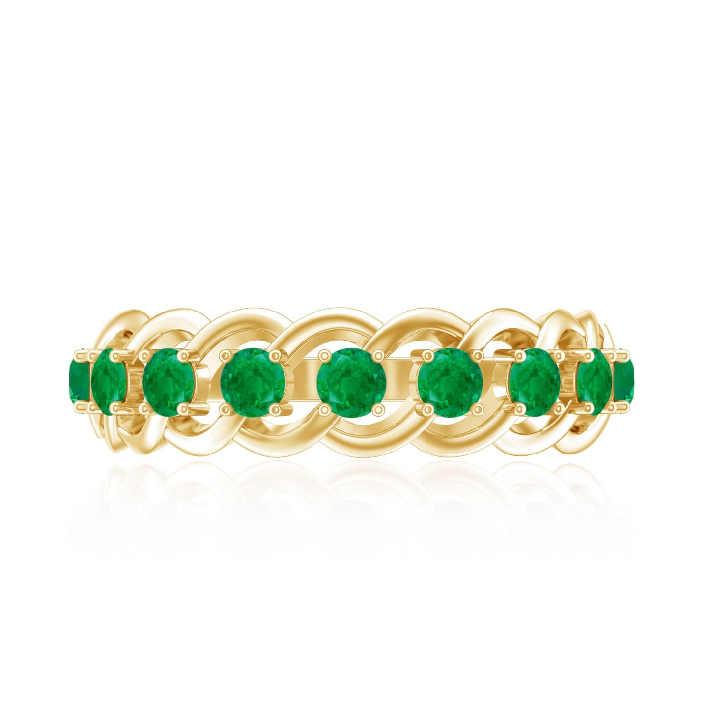 Genuine Green Emerald Braided Half Eternity Band