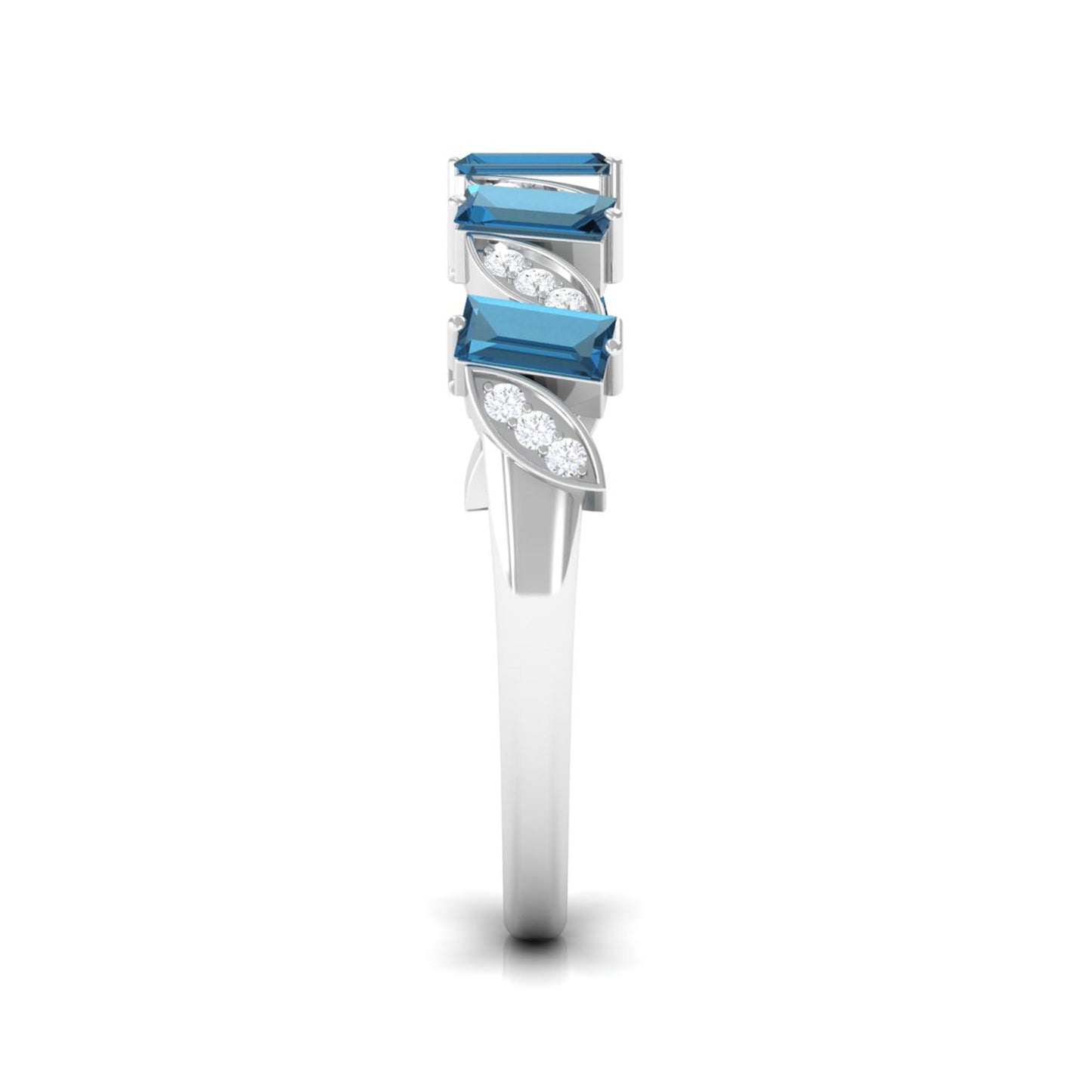 Baguette London Blue Topaz and Diamond Designer Eternity Band