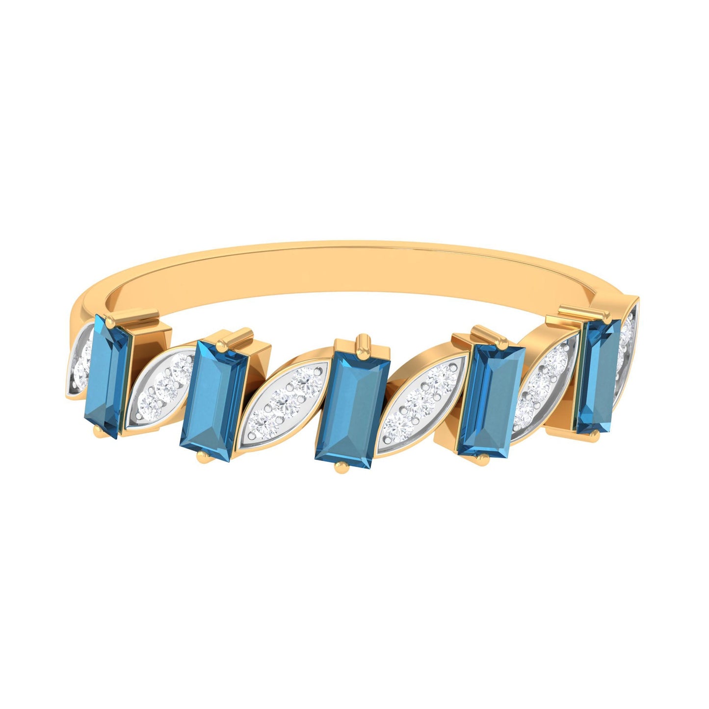 Baguette London Blue Topaz and Diamond Designer Eternity Band