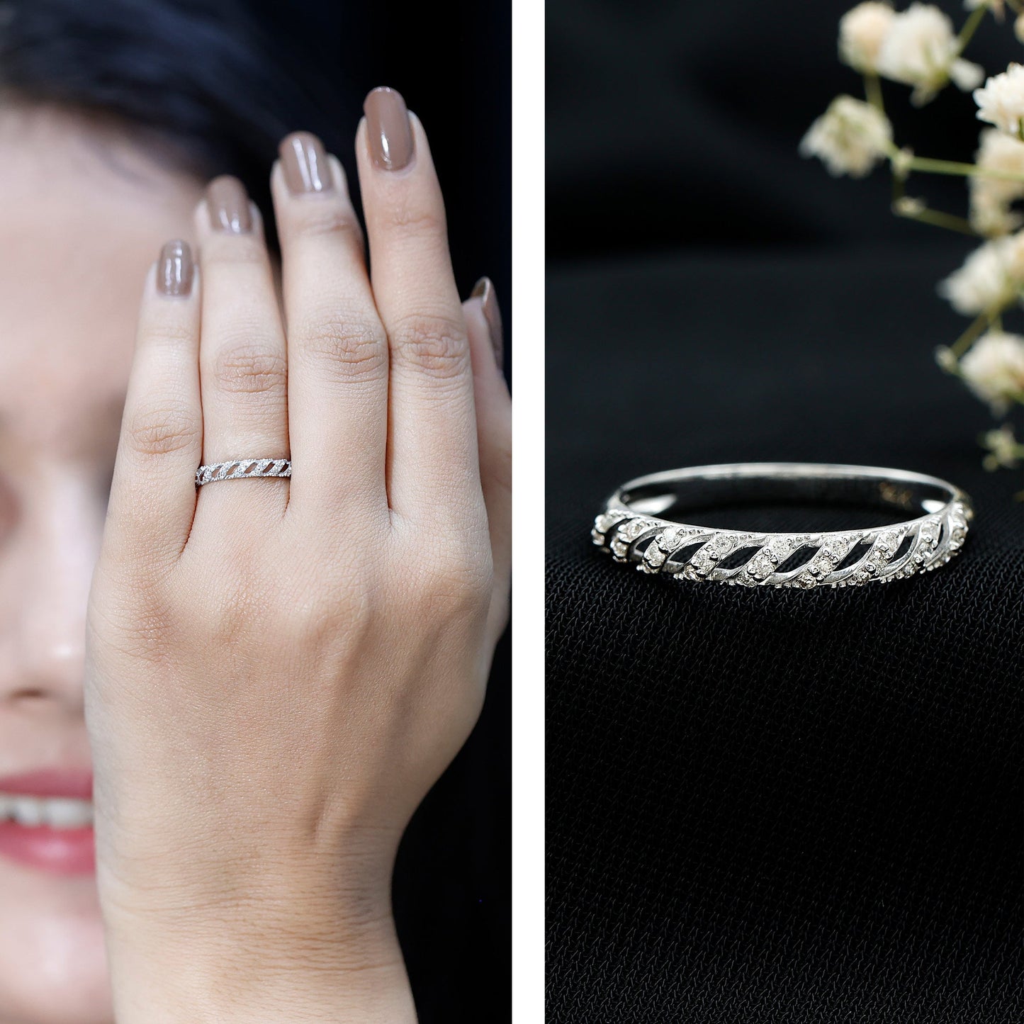Elegant Round Shape Diamond Half Eternity Ring