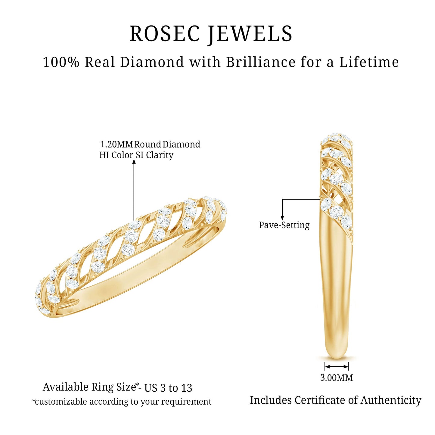 Elegant Round Shape Diamond Half Eternity Ring