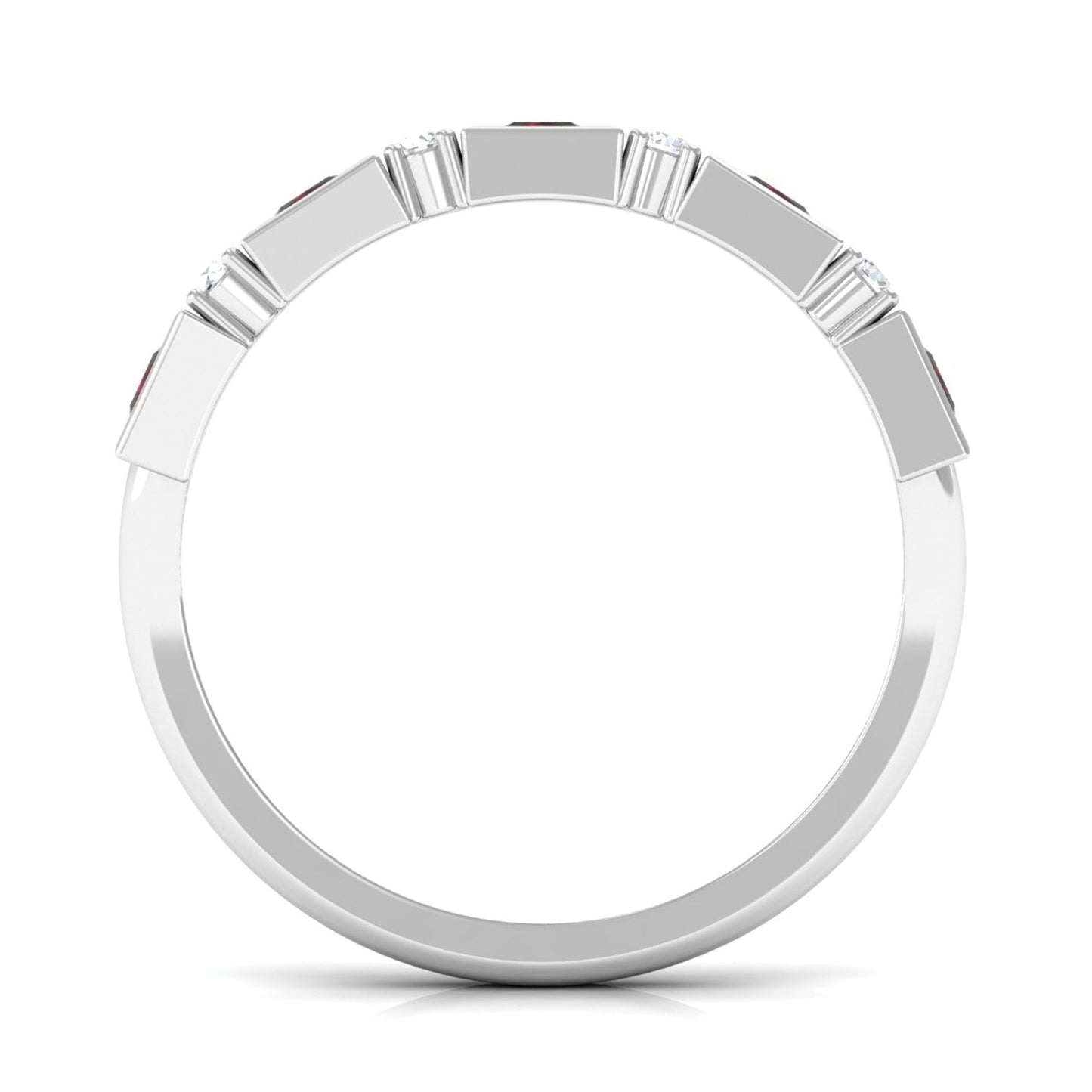 Certified Natural Garnet Diamond Half Eternity Anniversary Ring