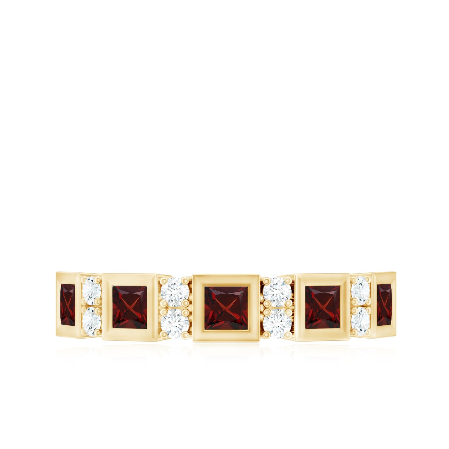 Certified Natural Garnet Diamond Half Eternity Anniversary Ring