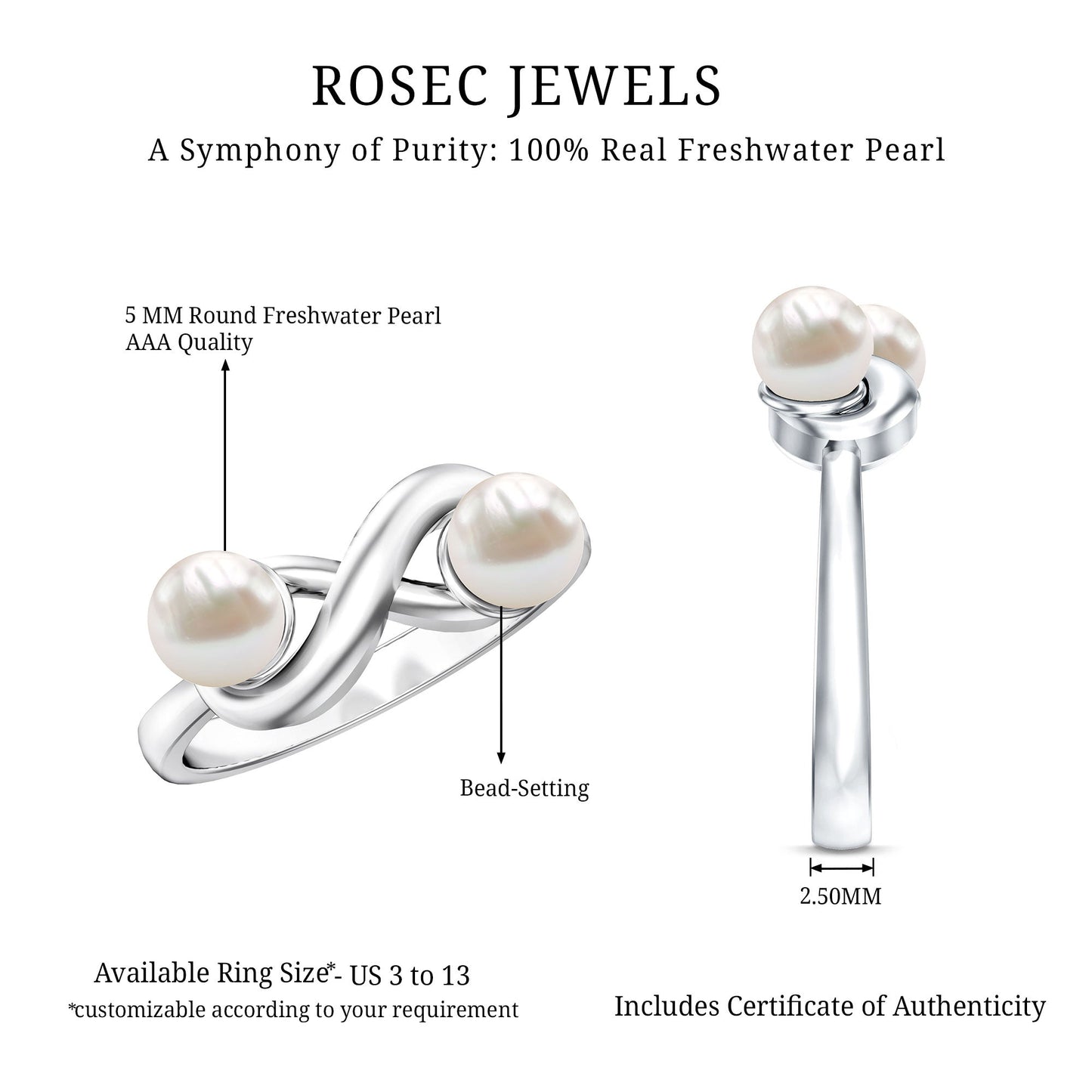 Toi et Moi Freshwater Pearl Infinity Promise Ring