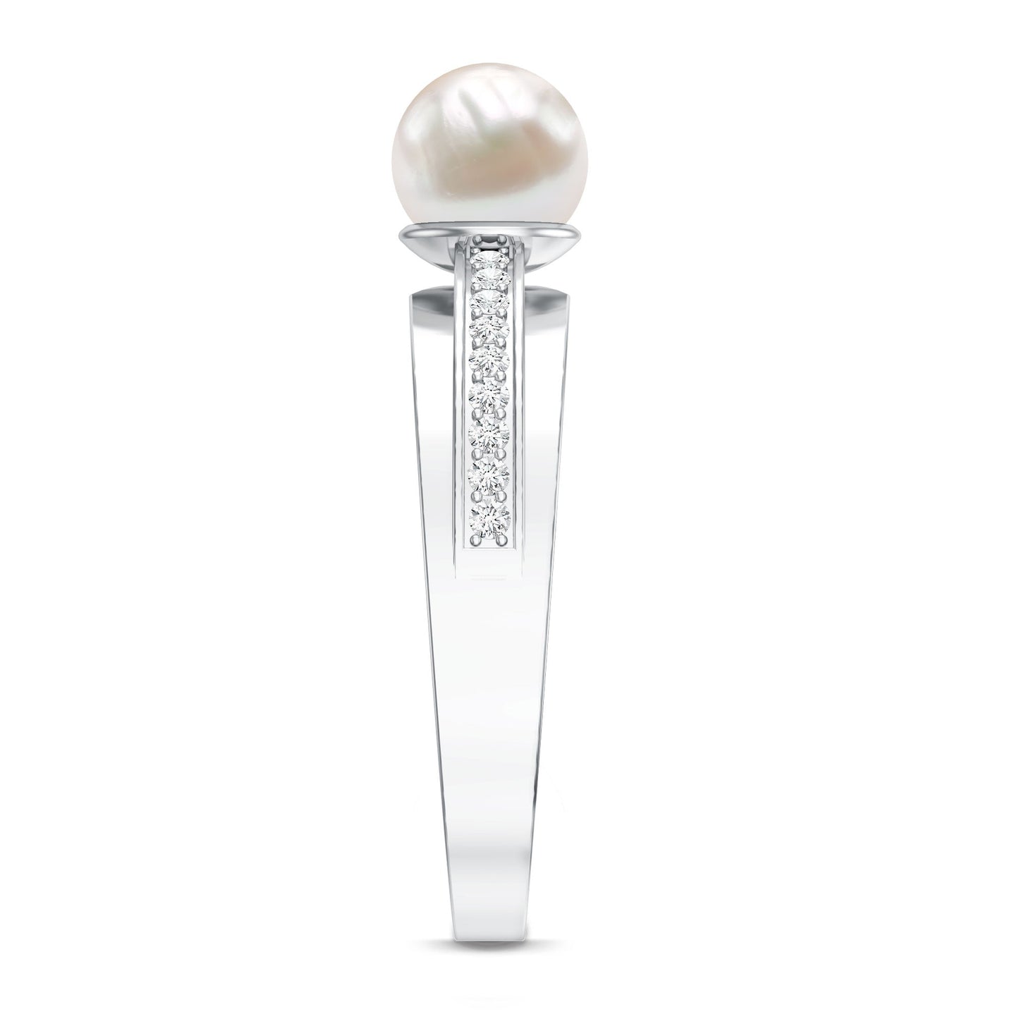 2.2 Carat Freshwater Pearl Engagement Ring with Diamond for Women