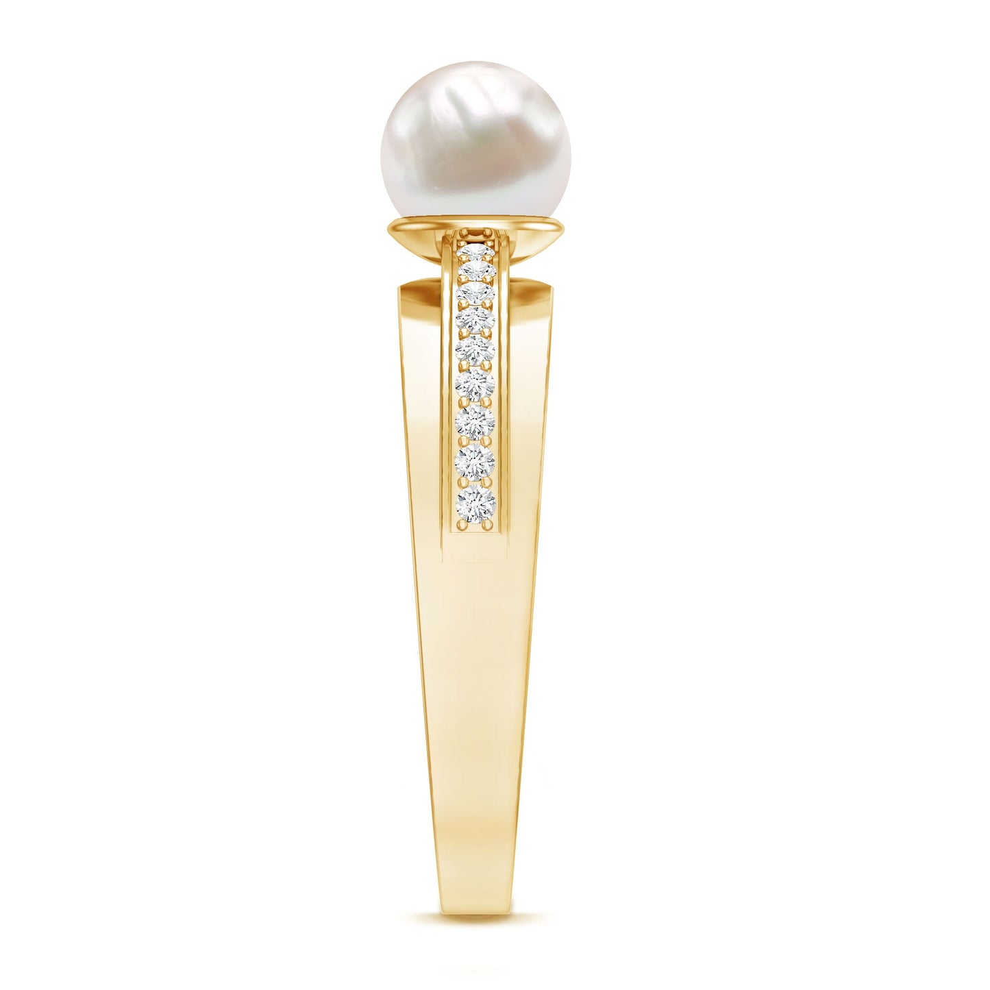 2.2 Carat Freshwater Pearl Engagement Ring with Diamond for Women