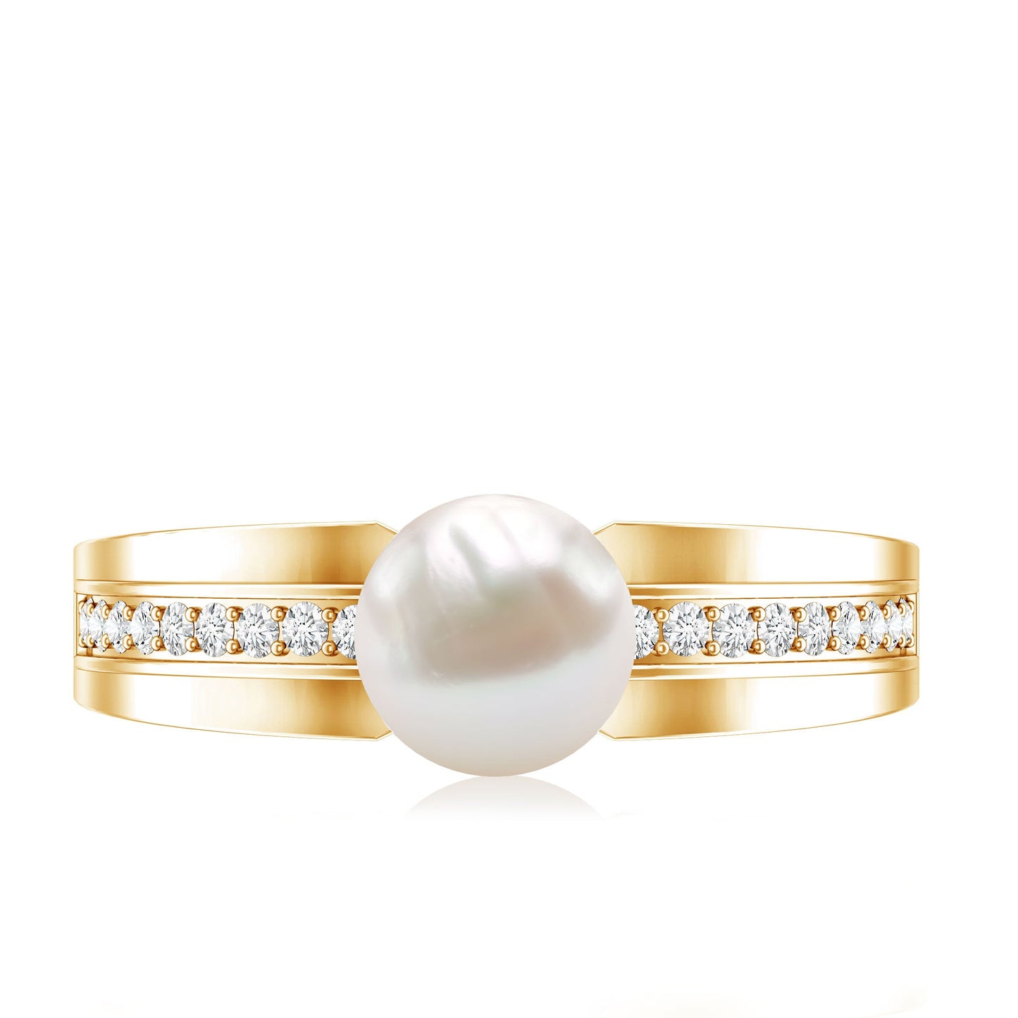 2.2 Carat Freshwater Pearl Engagement Ring with Diamond for Women