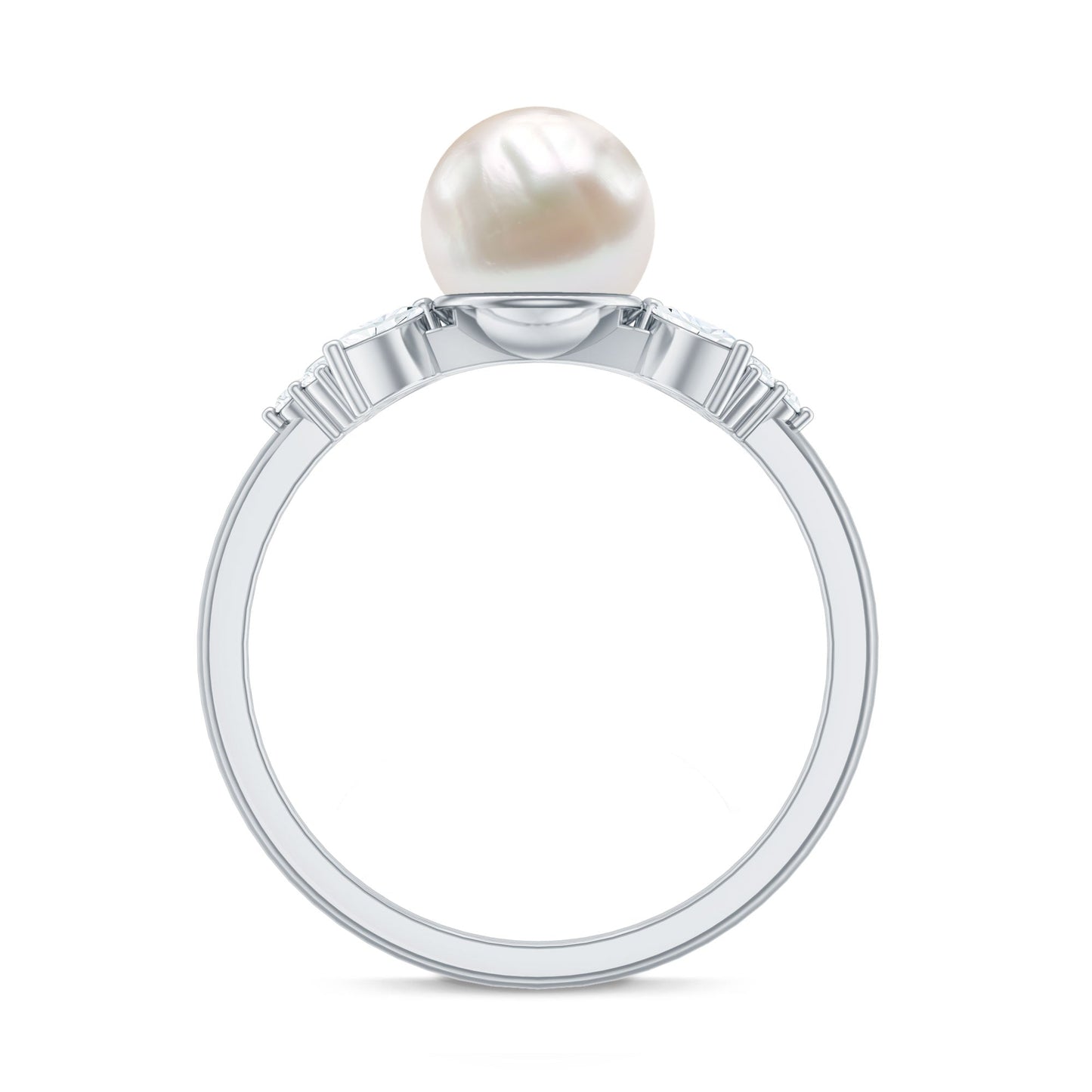 Nature Inspired 3 Carat Freshwater Pearl Engagement Ring with Diamond