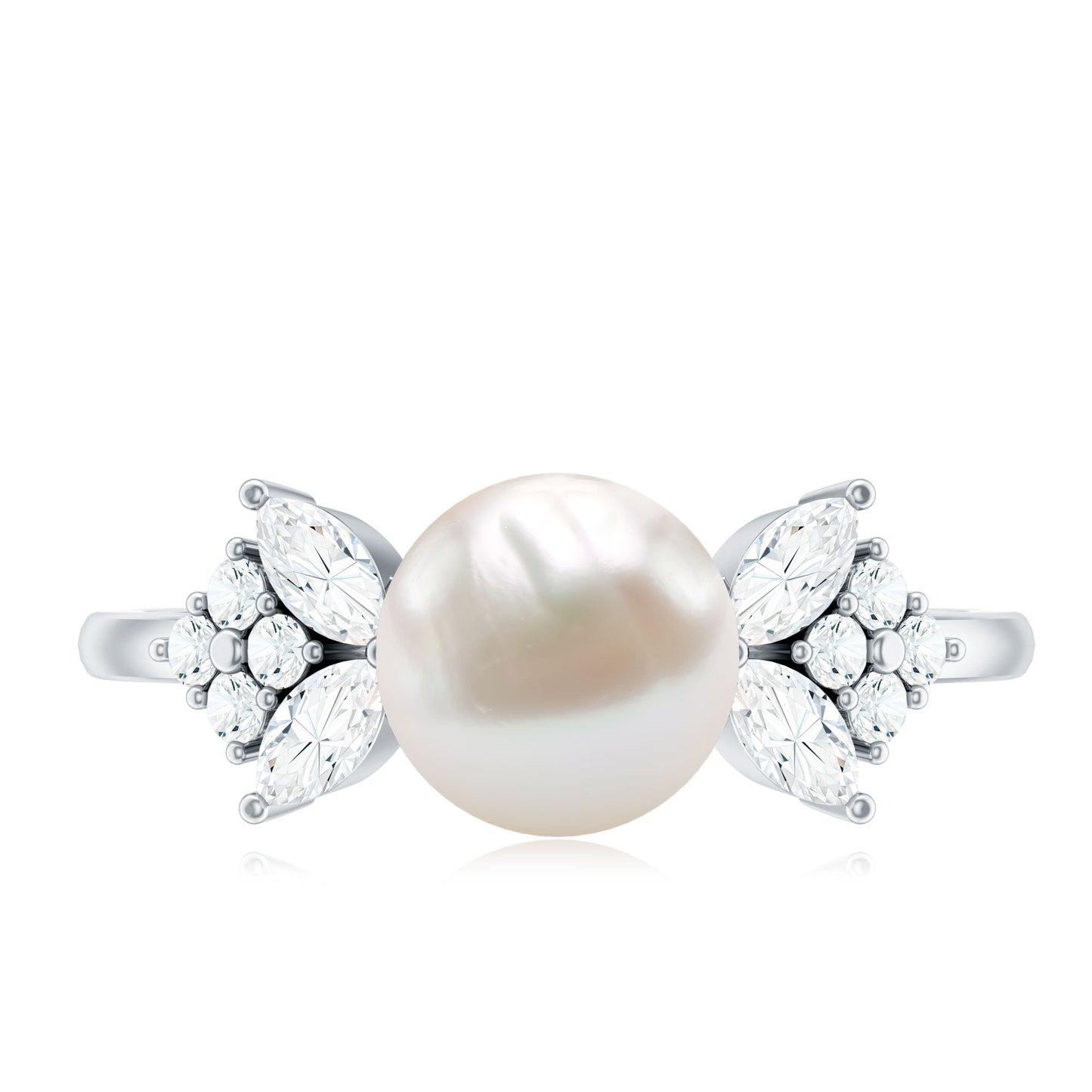 Nature Inspired 3 Carat Freshwater Pearl Engagement Ring with Diamond