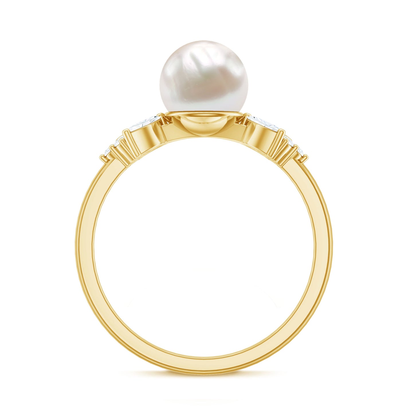 Nature Inspired 3 Carat Freshwater Pearl Engagement Ring with Diamond