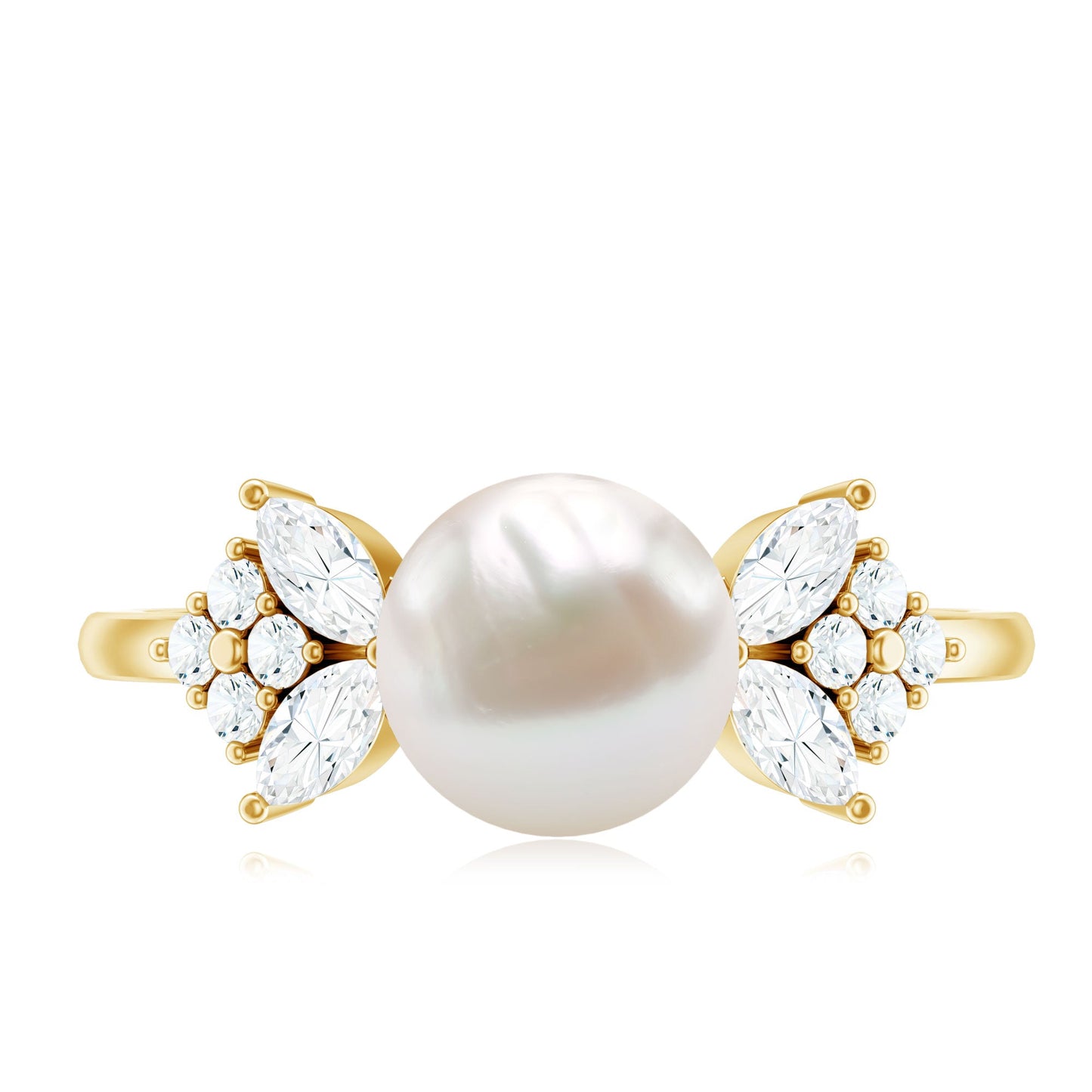 Nature Inspired 3 Carat Freshwater Pearl Engagement Ring with Diamond