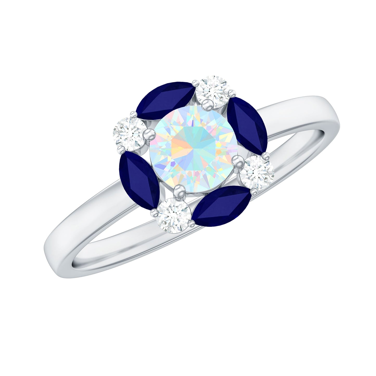 Natural Ethiopian Opal and Sapphire Designer Ring