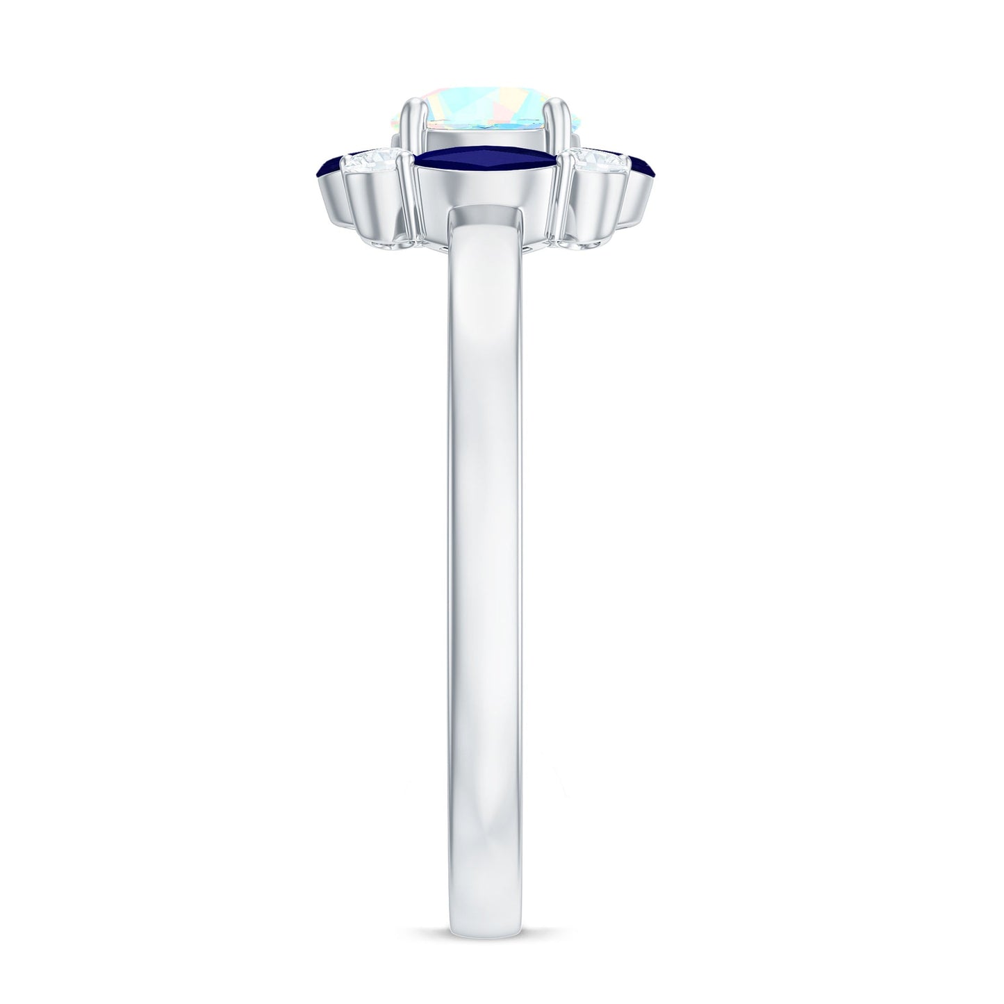 Natural Ethiopian Opal and Sapphire Designer Ring