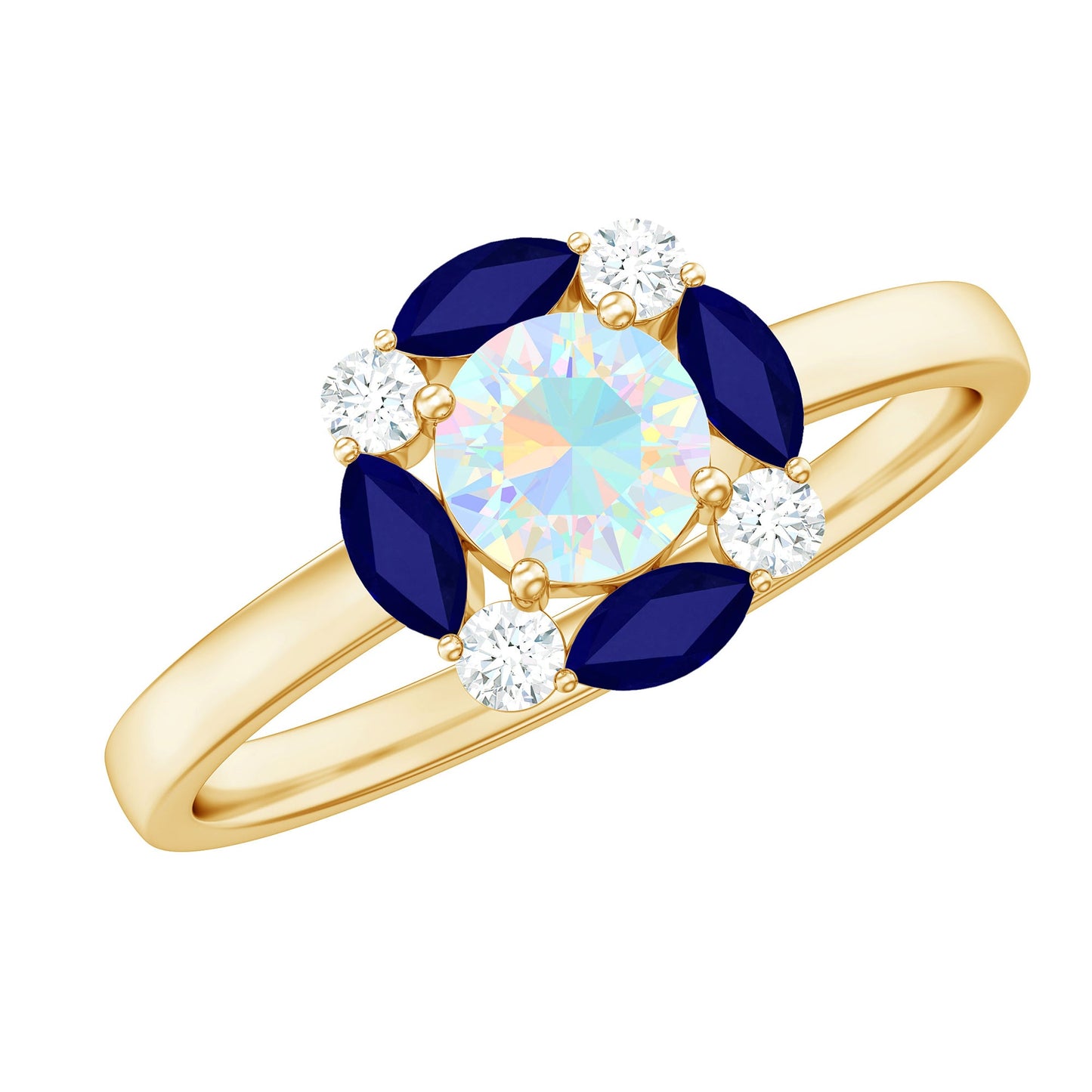 Natural Ethiopian Opal and Sapphire Designer Ring