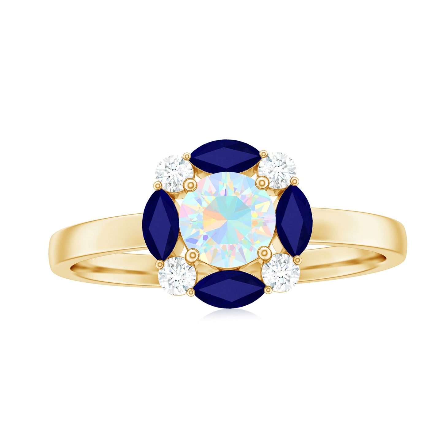 Natural Ethiopian Opal and Sapphire Designer Ring