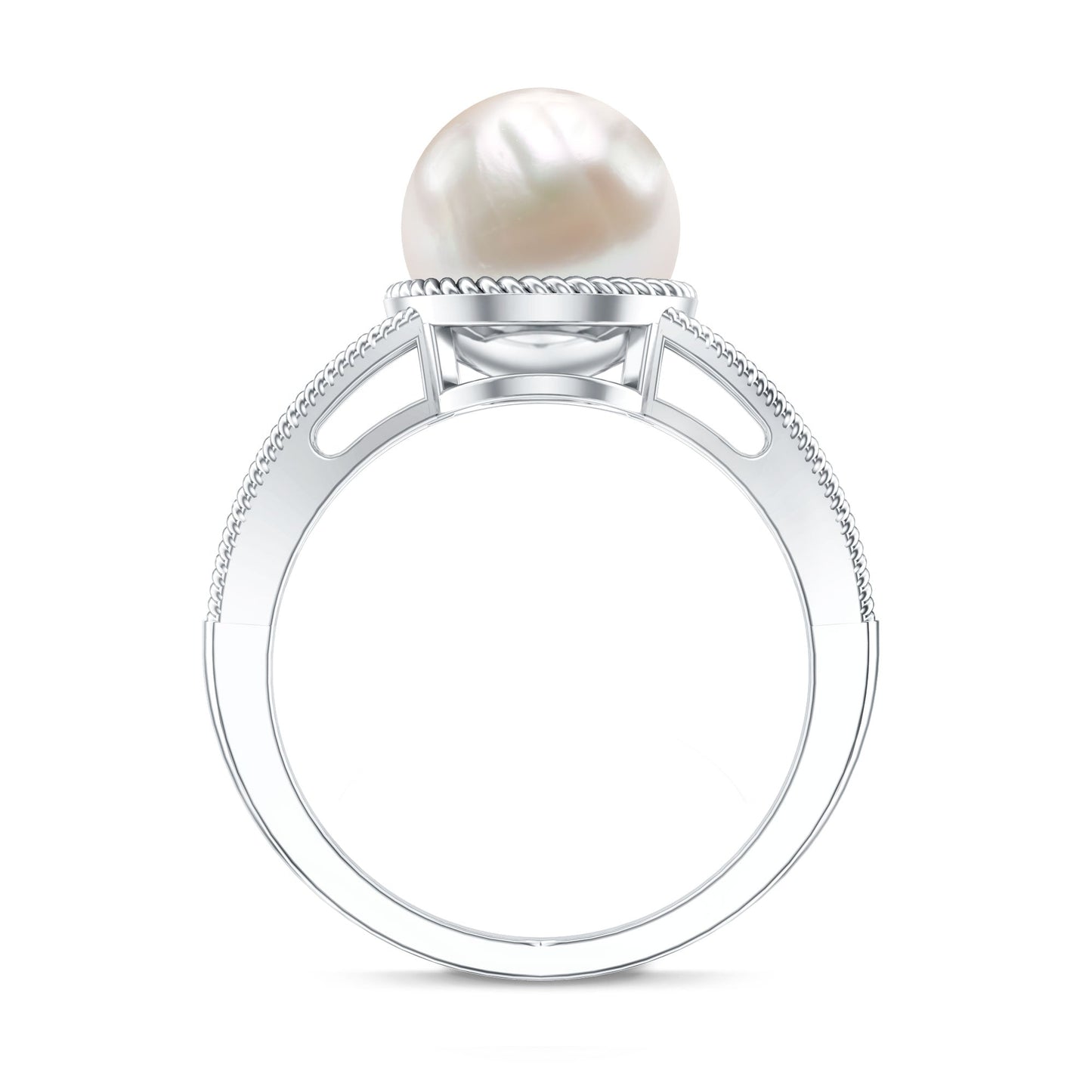 8 Carat Freshwater Pearl Solitaire Engagement Ring in Split Shank