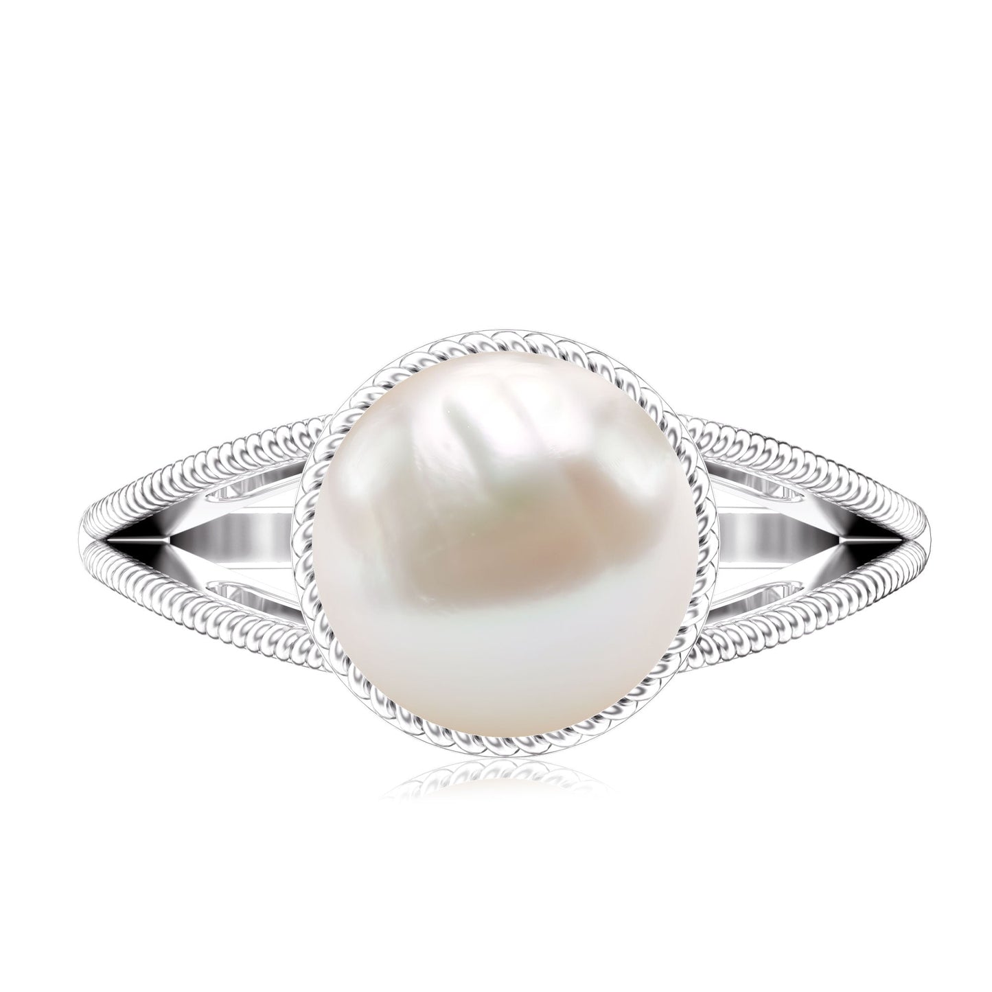 8 Carat Freshwater Pearl Solitaire Engagement Ring in Split Shank