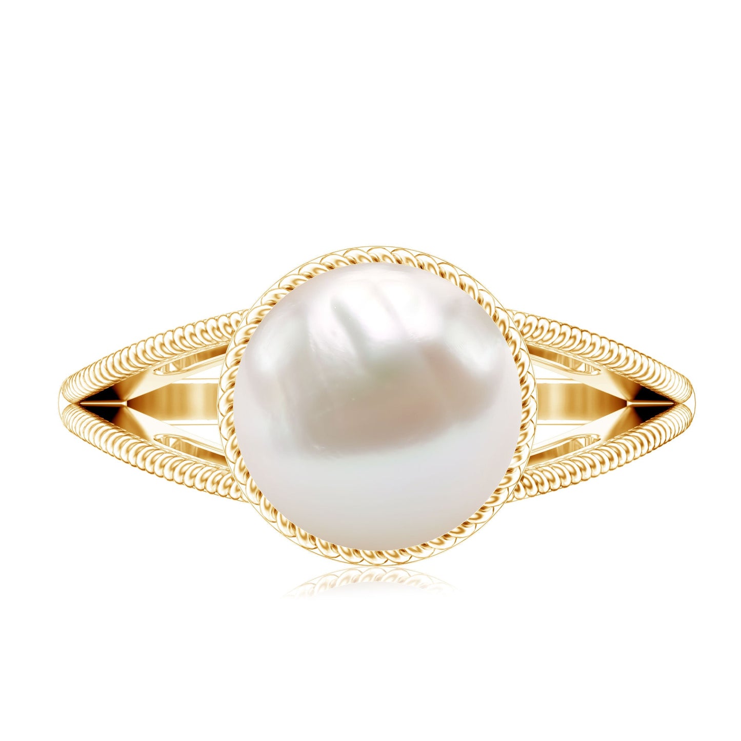 8 Carat Freshwater Pearl Solitaire Engagement Ring in Split Shank