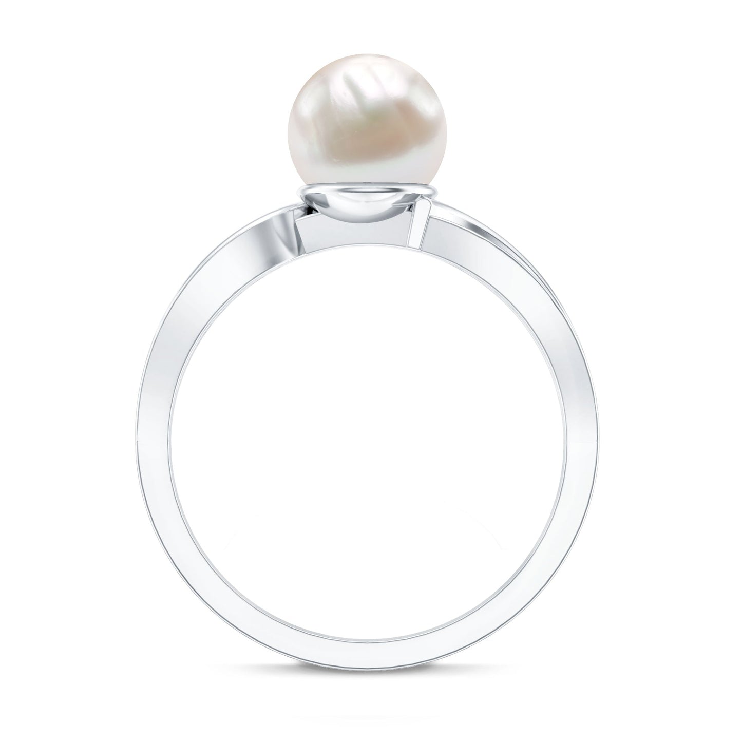 Cultured 3 Carat Freshwater Pearl Engagement Ring with Diamond