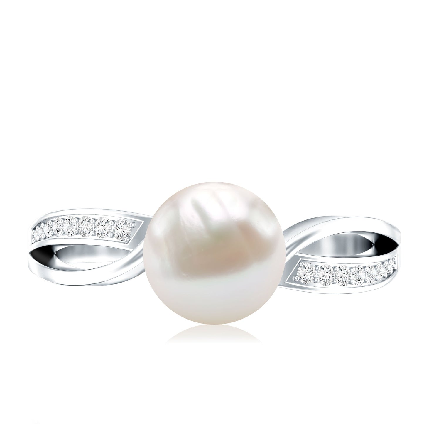 Cultured 3 Carat Freshwater Pearl Engagement Ring with Diamond