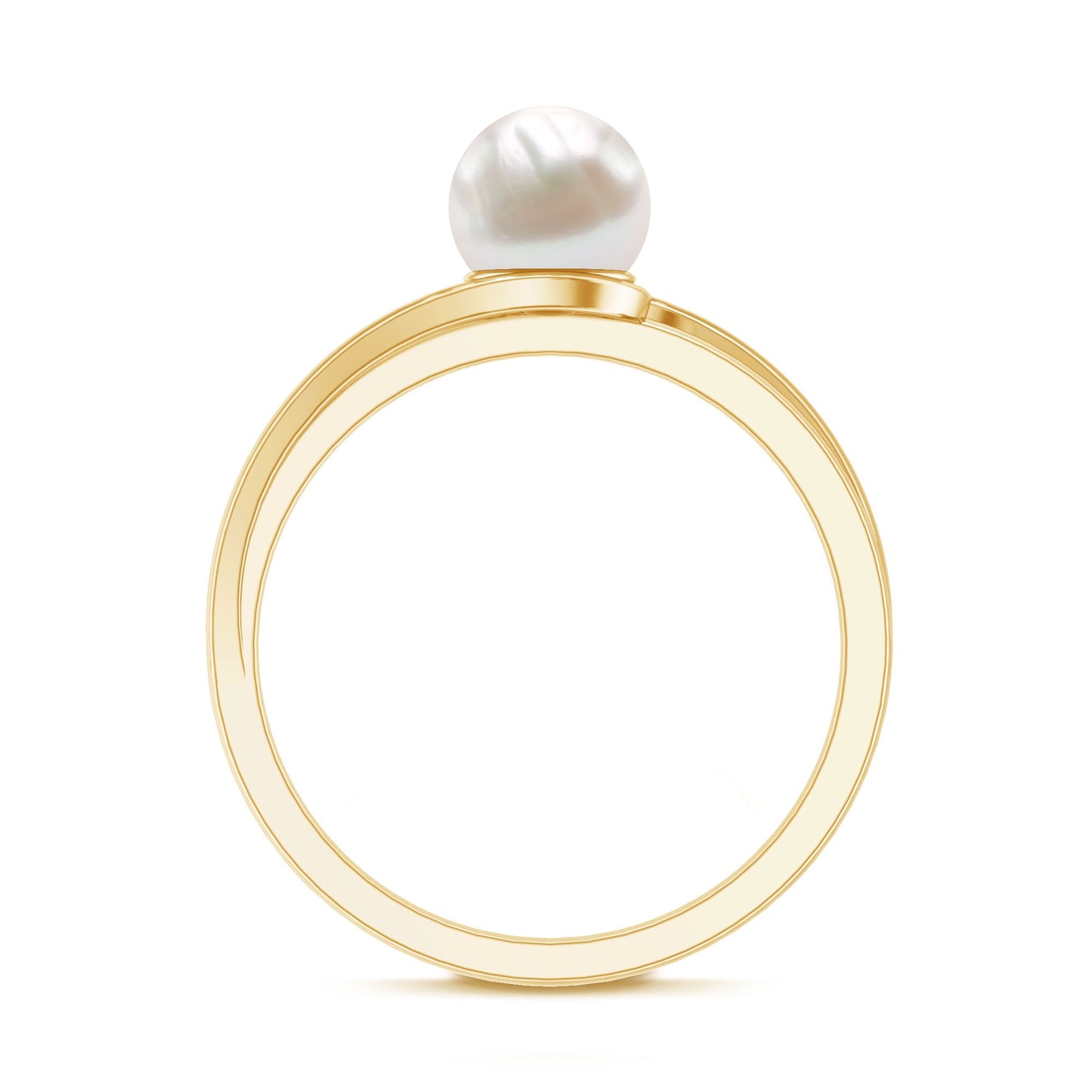 Cultured 2 Carat Freshwater Pearl Solitaire Engagement Ring with Bypass Shank