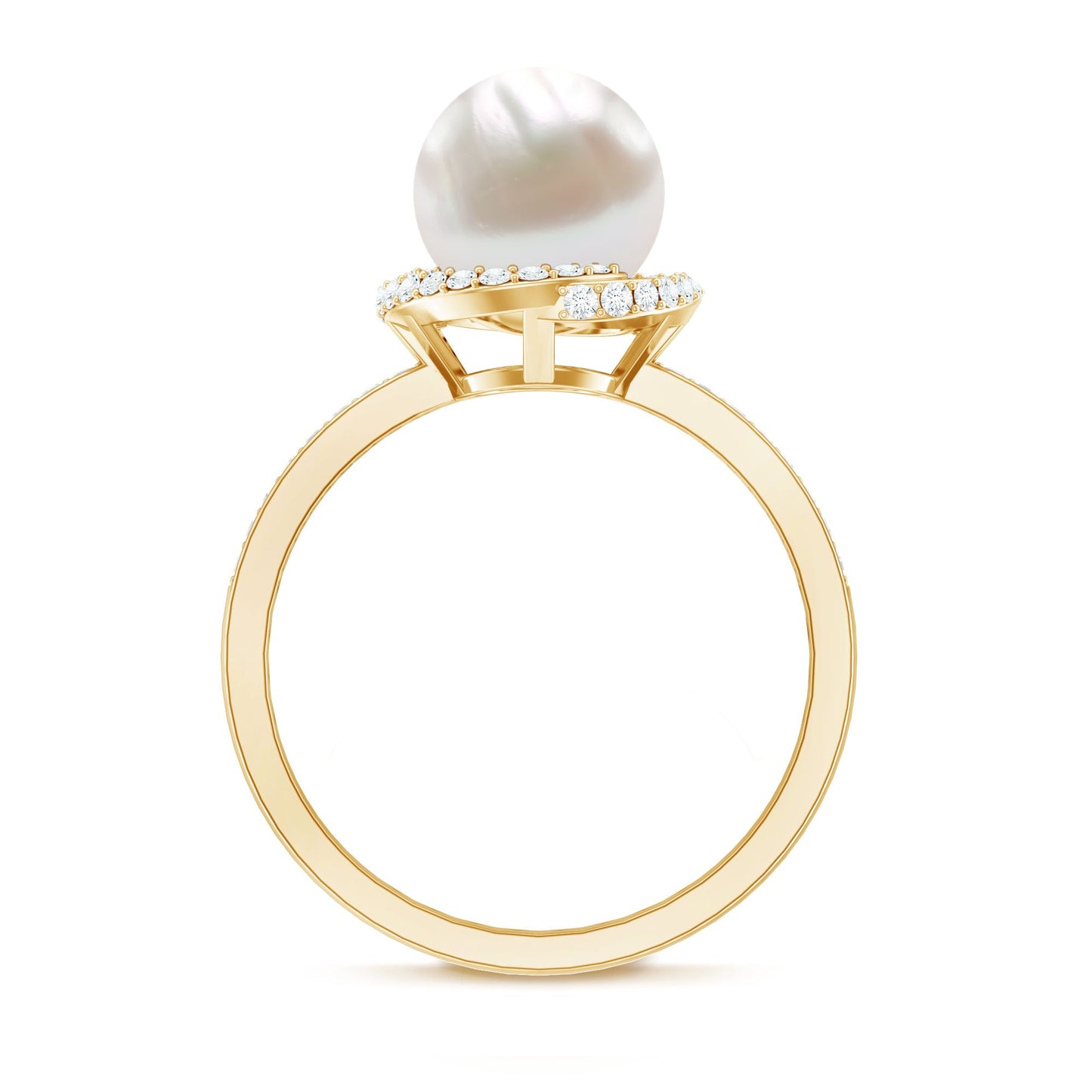 Designer 7.4 Carat Freshwater Pearl Engagement Ring with Diamond