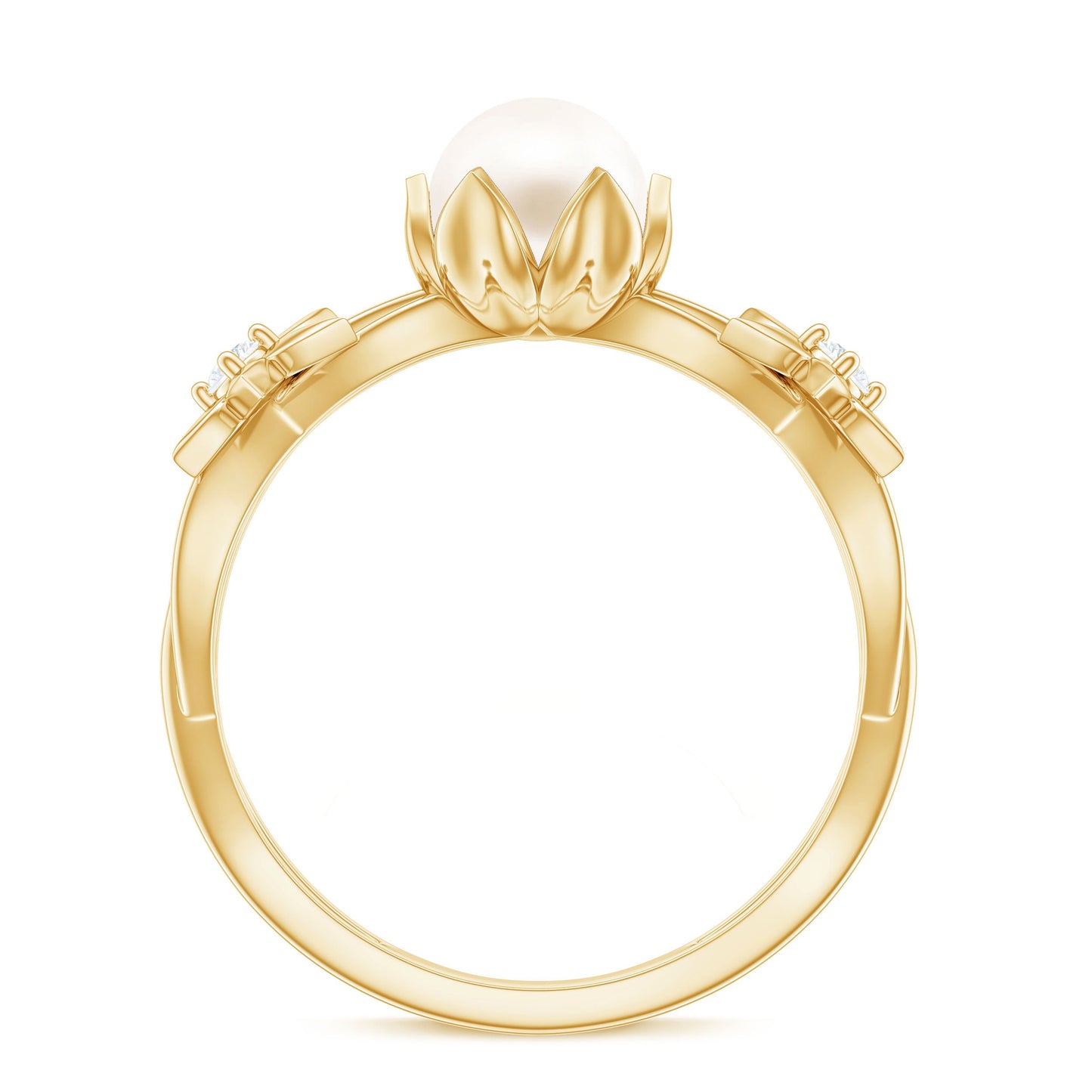 2.2 Carat Freshwater Pearl and Diamond Flower Engagement Ring