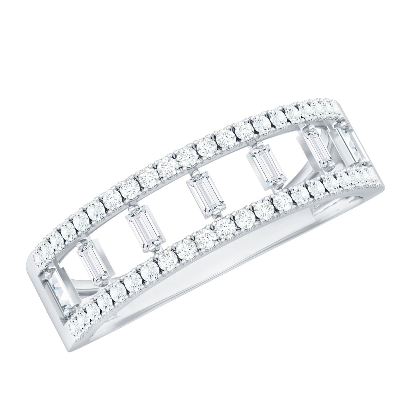 Natural Baguette Diamond Half Eternity Band With Certificate