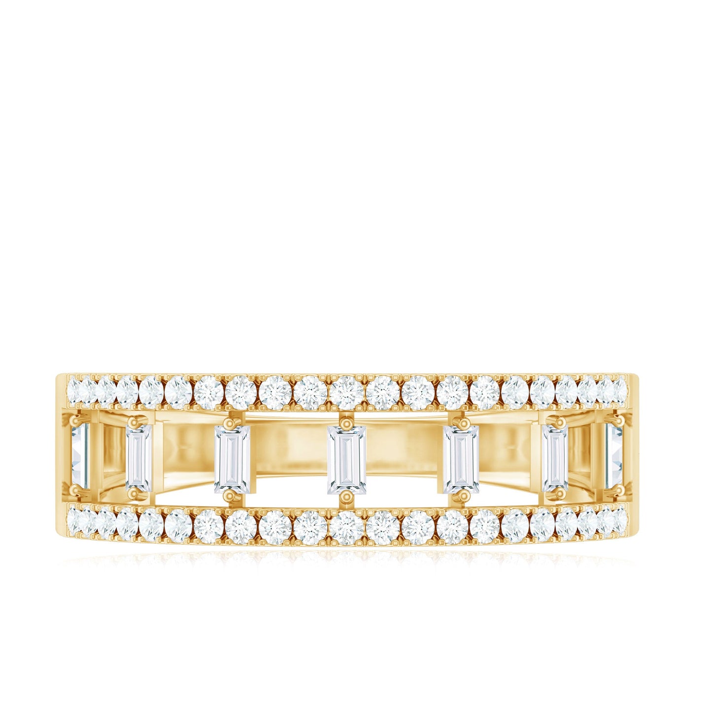 Natural Baguette Diamond Half Eternity Band With Certificate