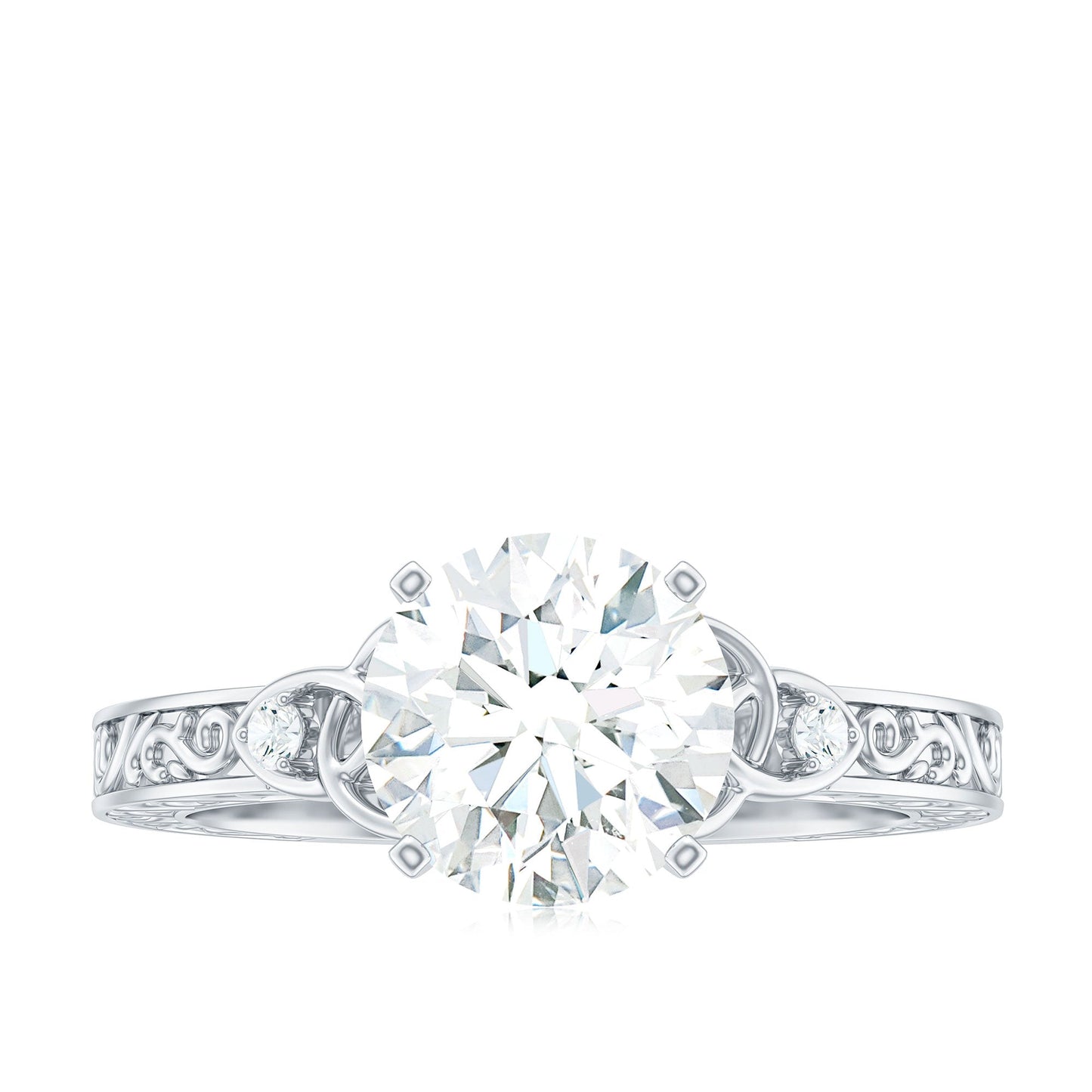 Antique Looking Round Moissanite Celtic Knot Engagement Ring