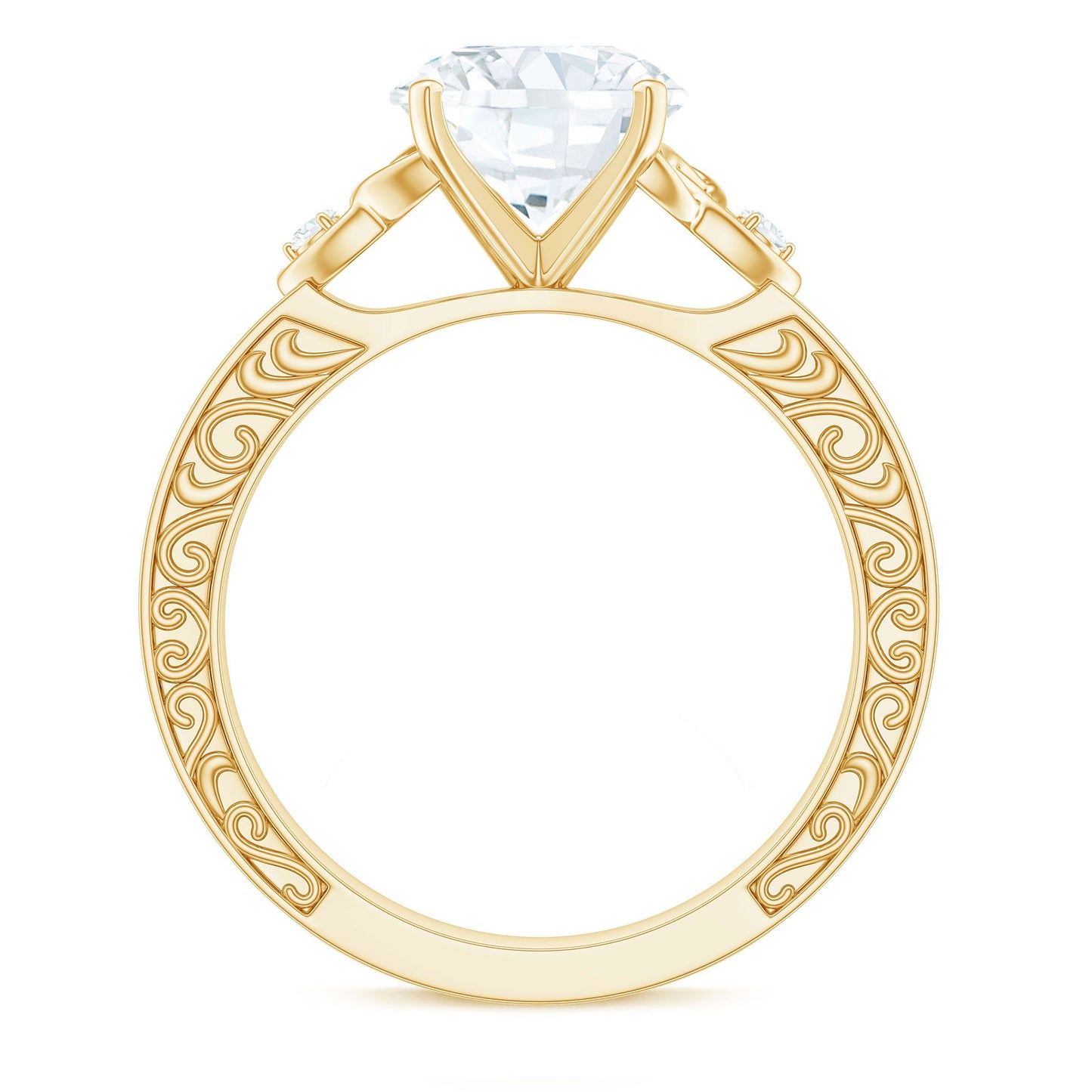Antique Looking Round Moissanite Celtic Knot Engagement Ring